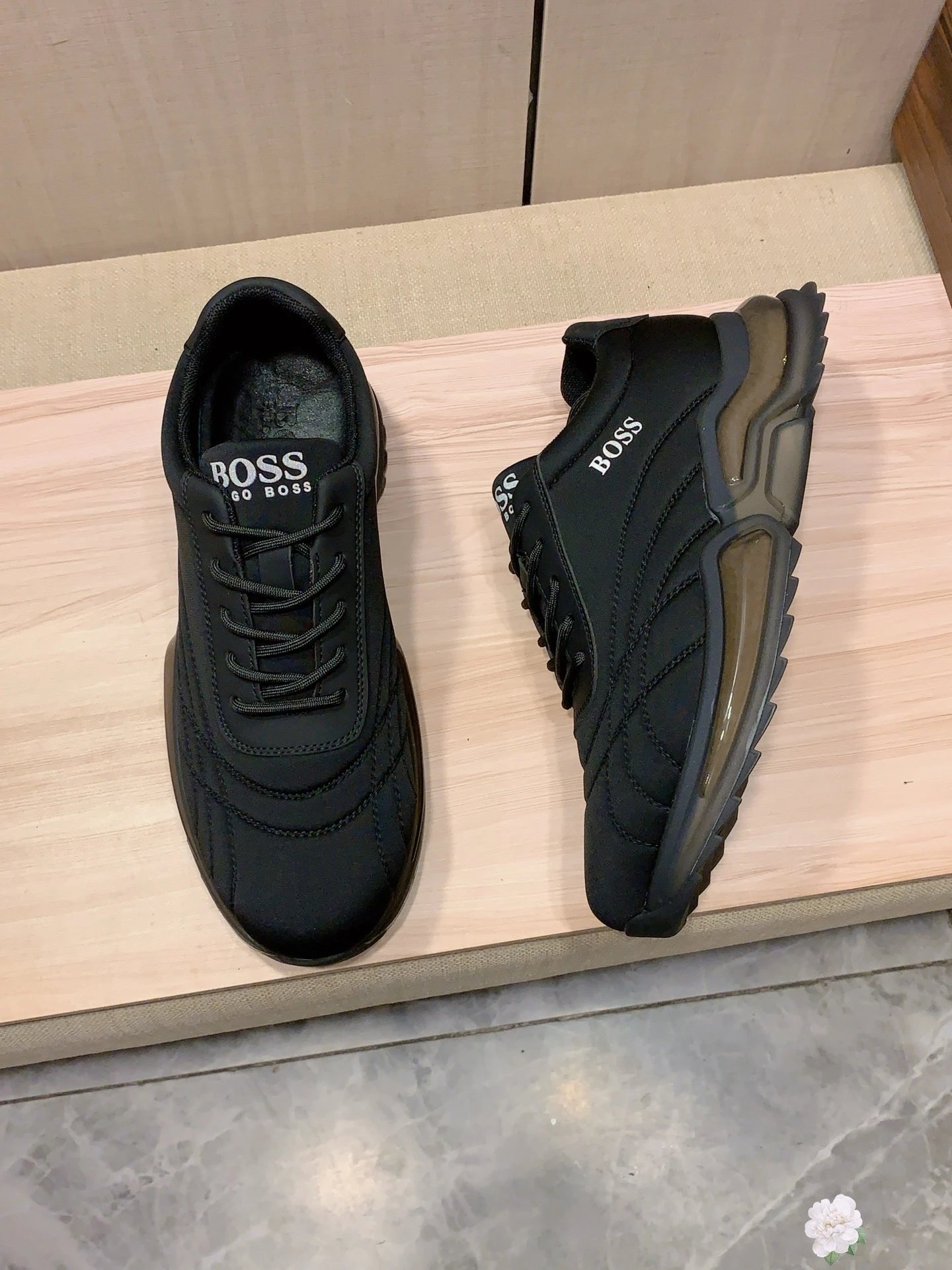 Hugo Boss Leather Runner Sneaker Triple Black