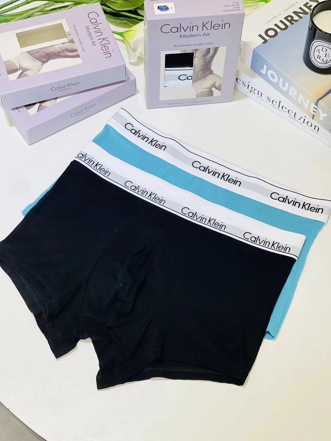 Calvin Klein Modern Air Black and Turquoise Boxer Briefs - 4