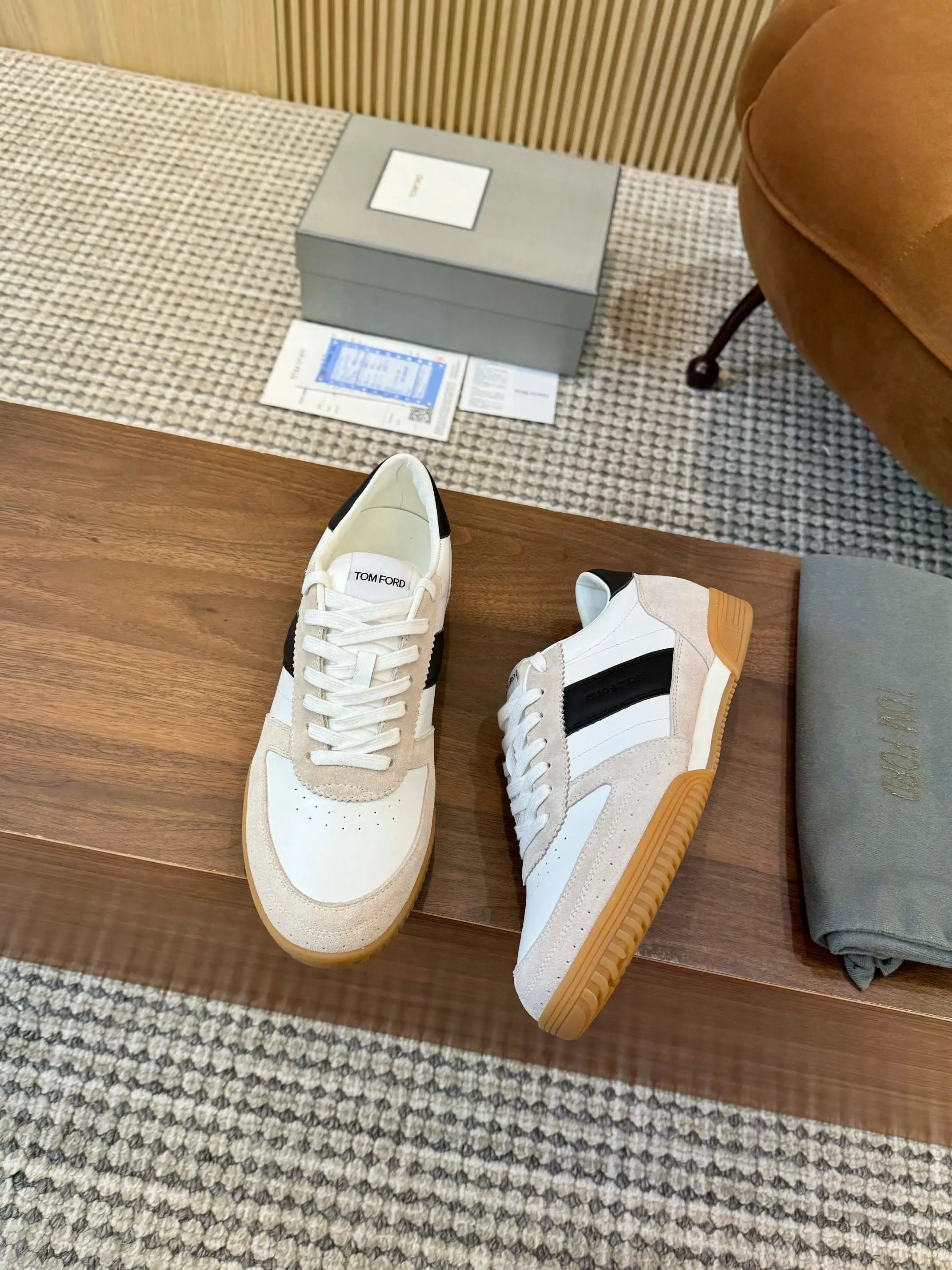 Tom Ford Denim Low Top Sneaker Beige Sand Black