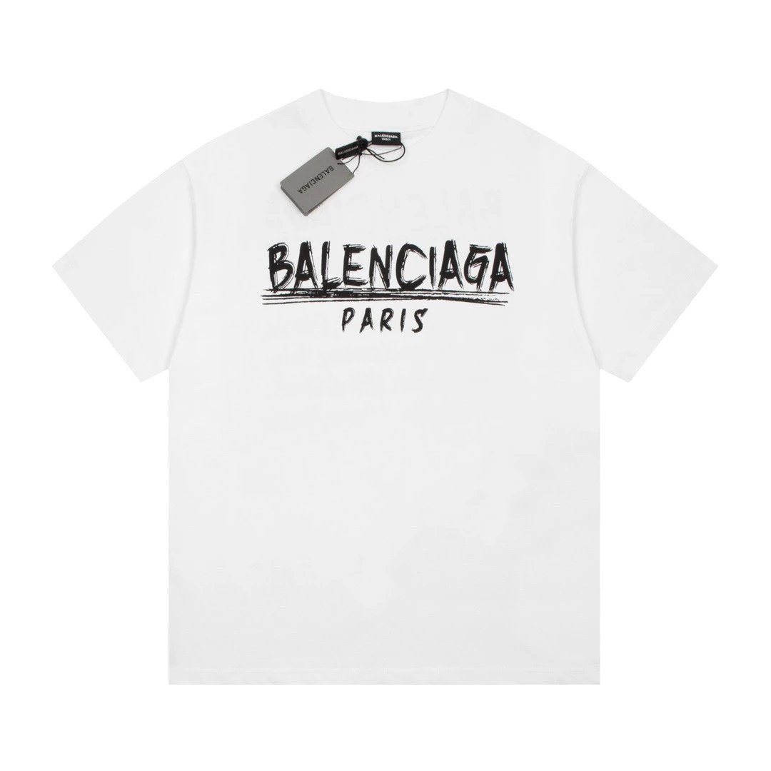 Balenciaga Paris Graffiti Logo Tee White