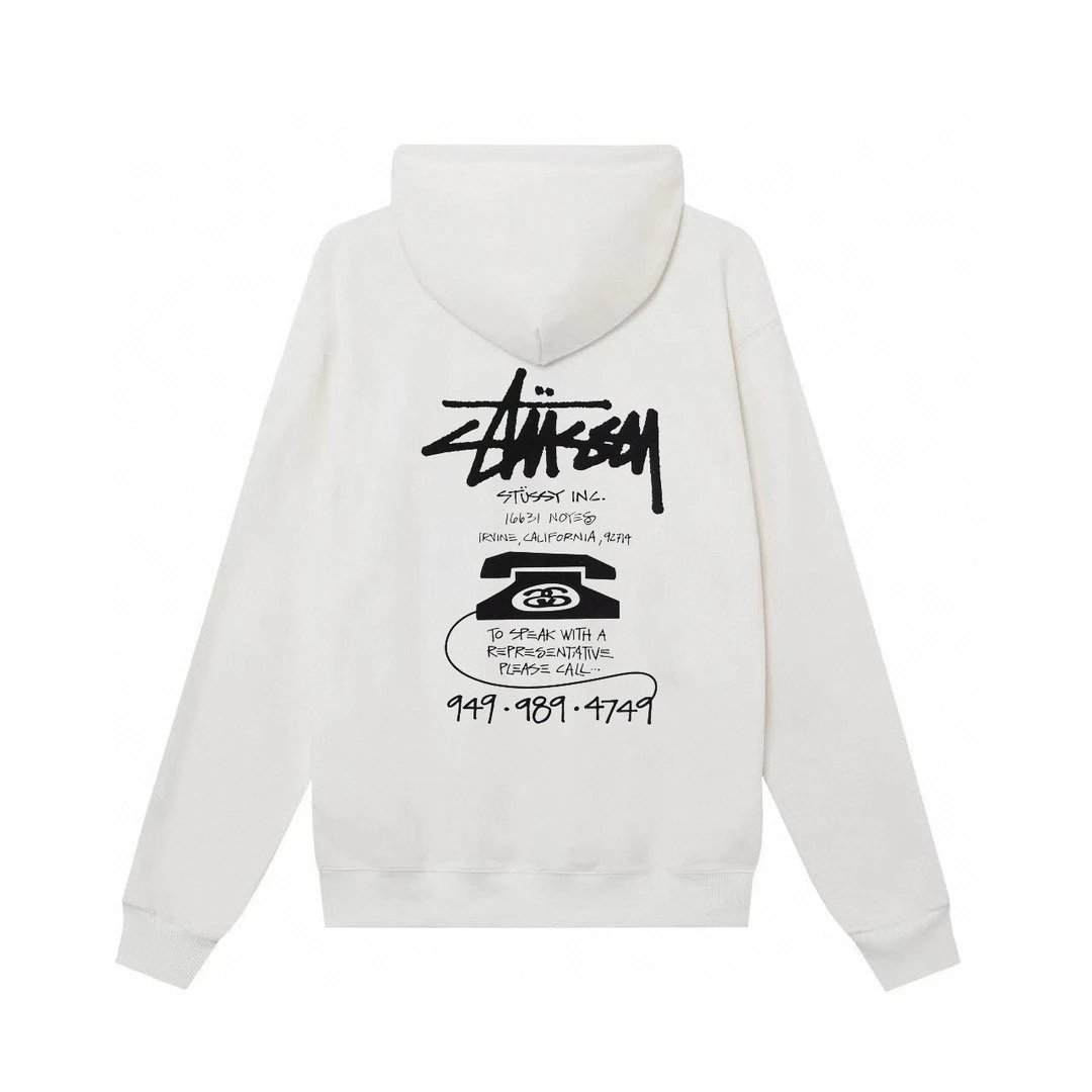 Stussy Hoodie Graphic Phone White