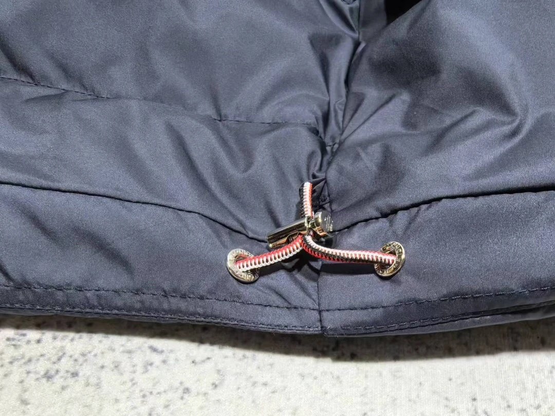 Moncler Maya Down Jacket Black with Red-White Stripe Sleeve - 9