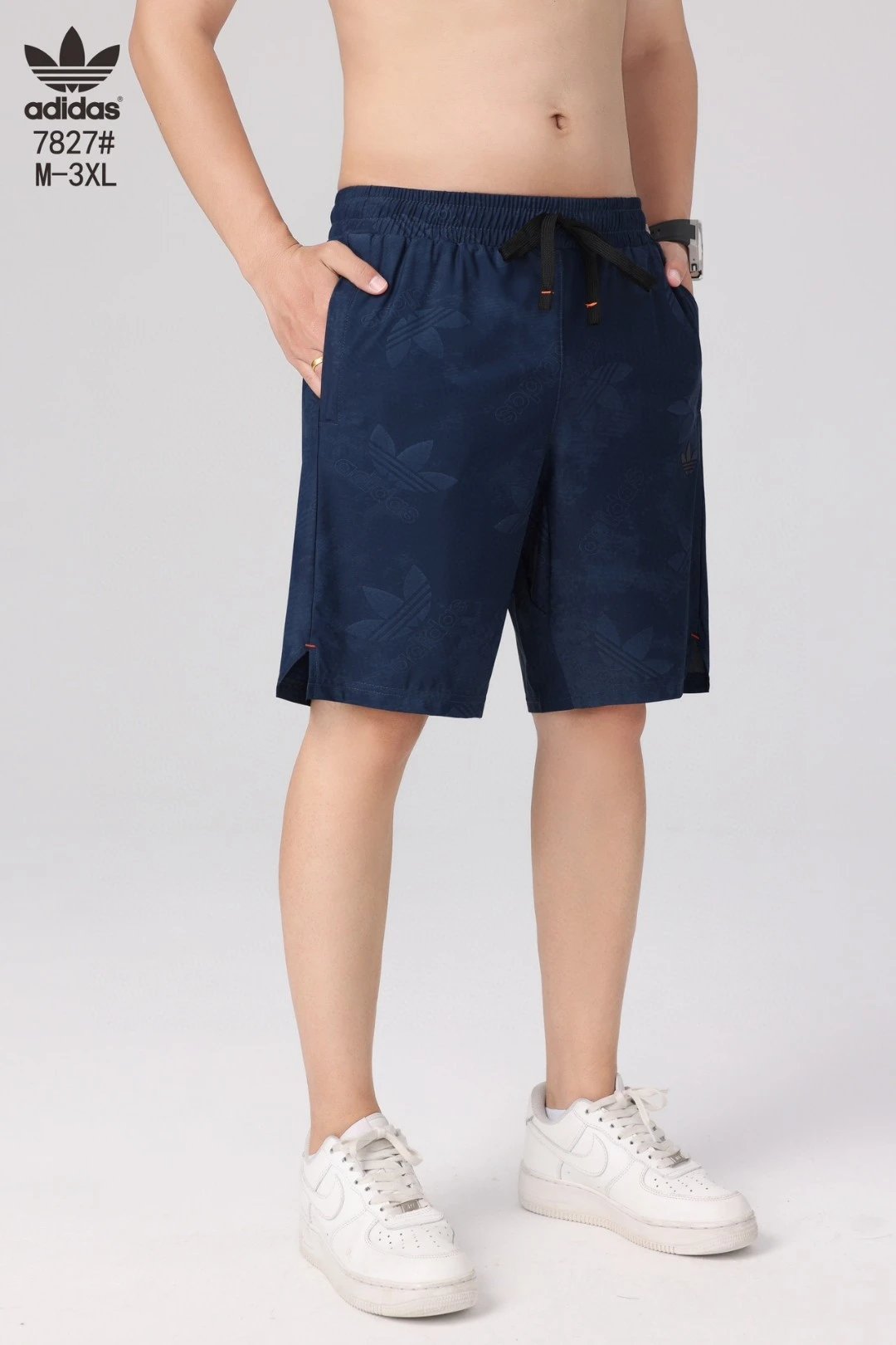 Adidas Originals Trefoil All-Over Print Shorts Navy Blue