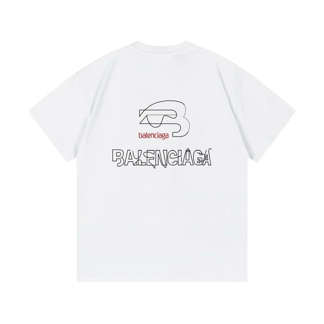 Balenciaga Racing B Logo Graphic Tee White