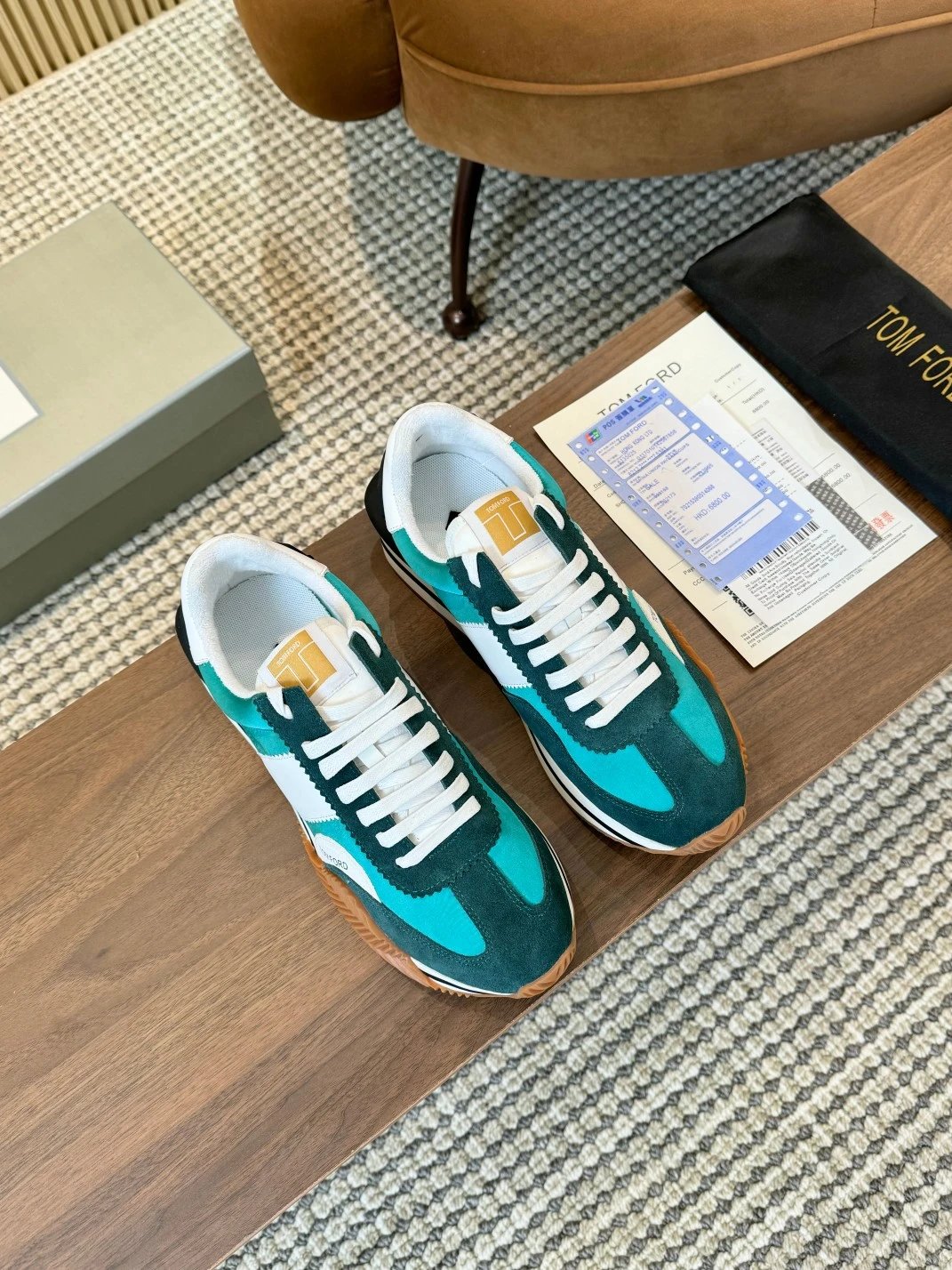 Tom Ford Jago Suede Runner Teal Forest Green