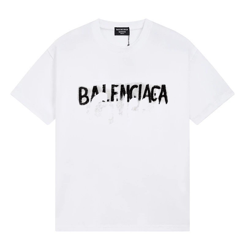 Balenciaga Blurred Spray Logo Tee White
