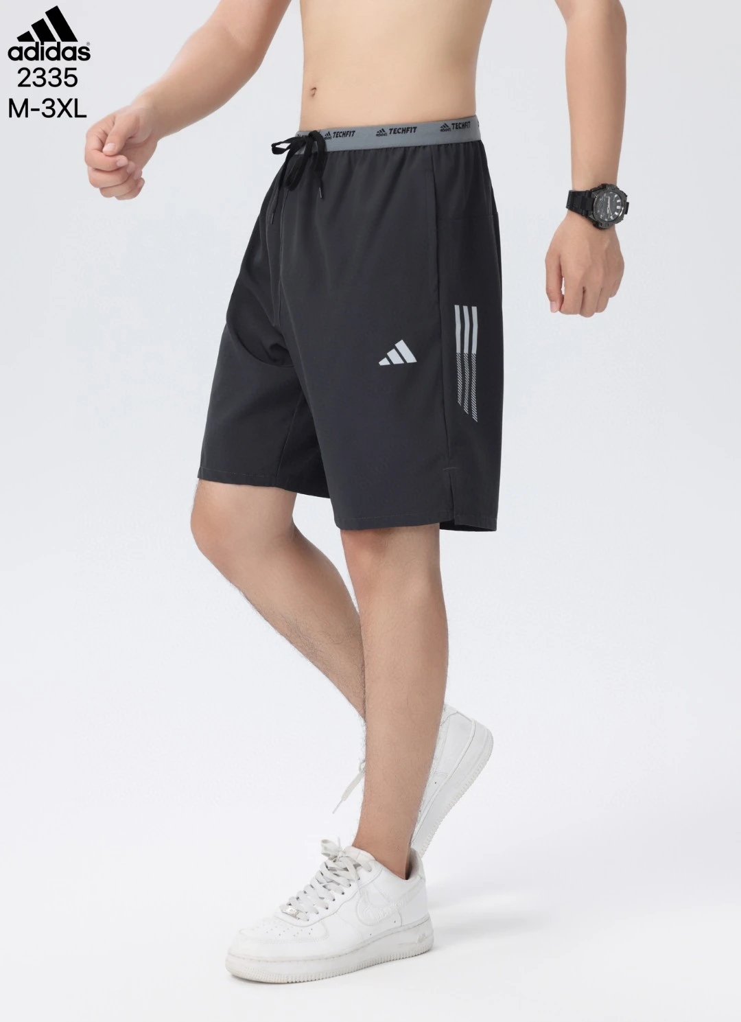 Adidas Techfit 3-Stripe Running Shorts Dark Grey