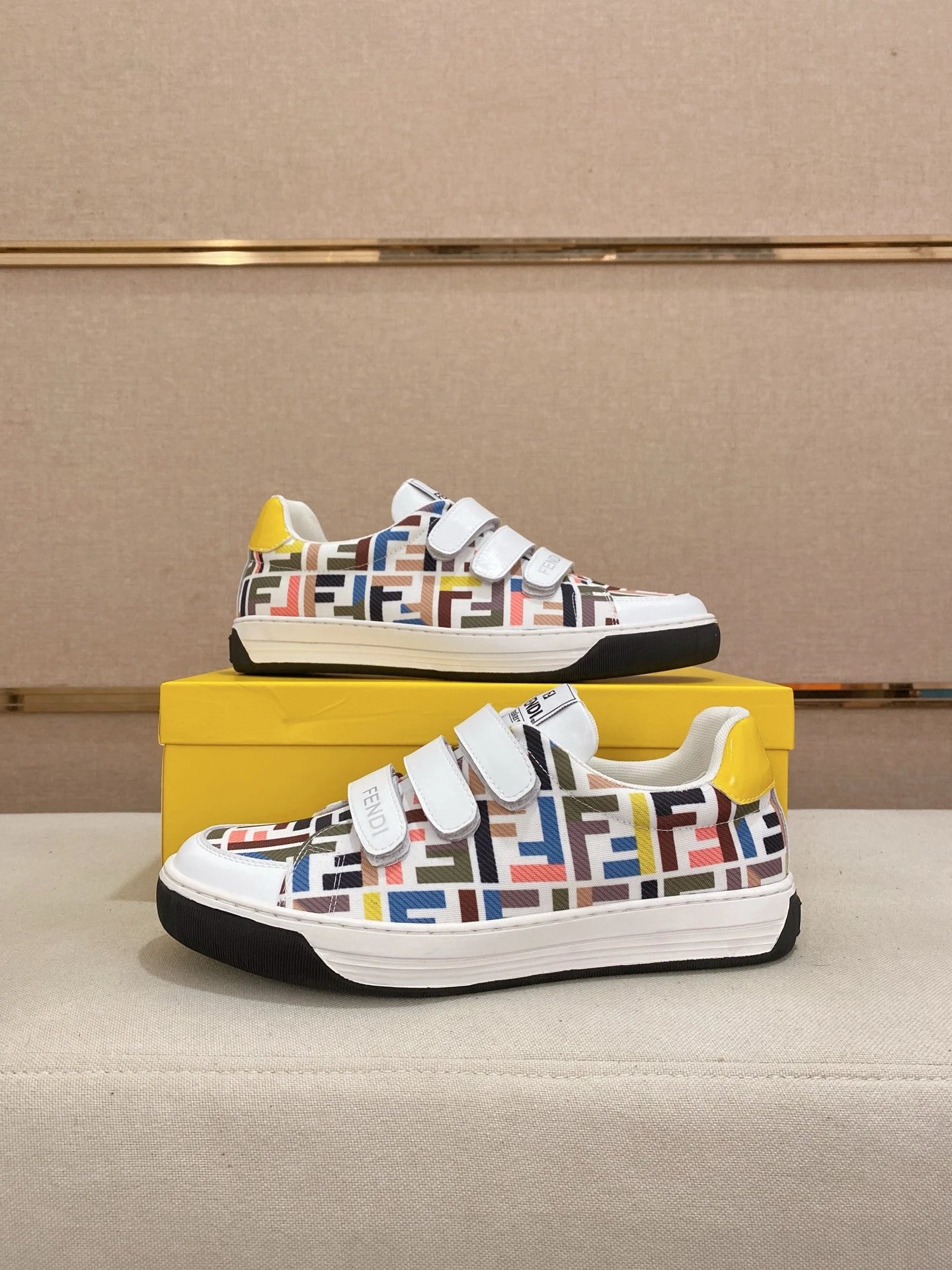 Fendi Match FF Velcro Sneaker Multicolor White