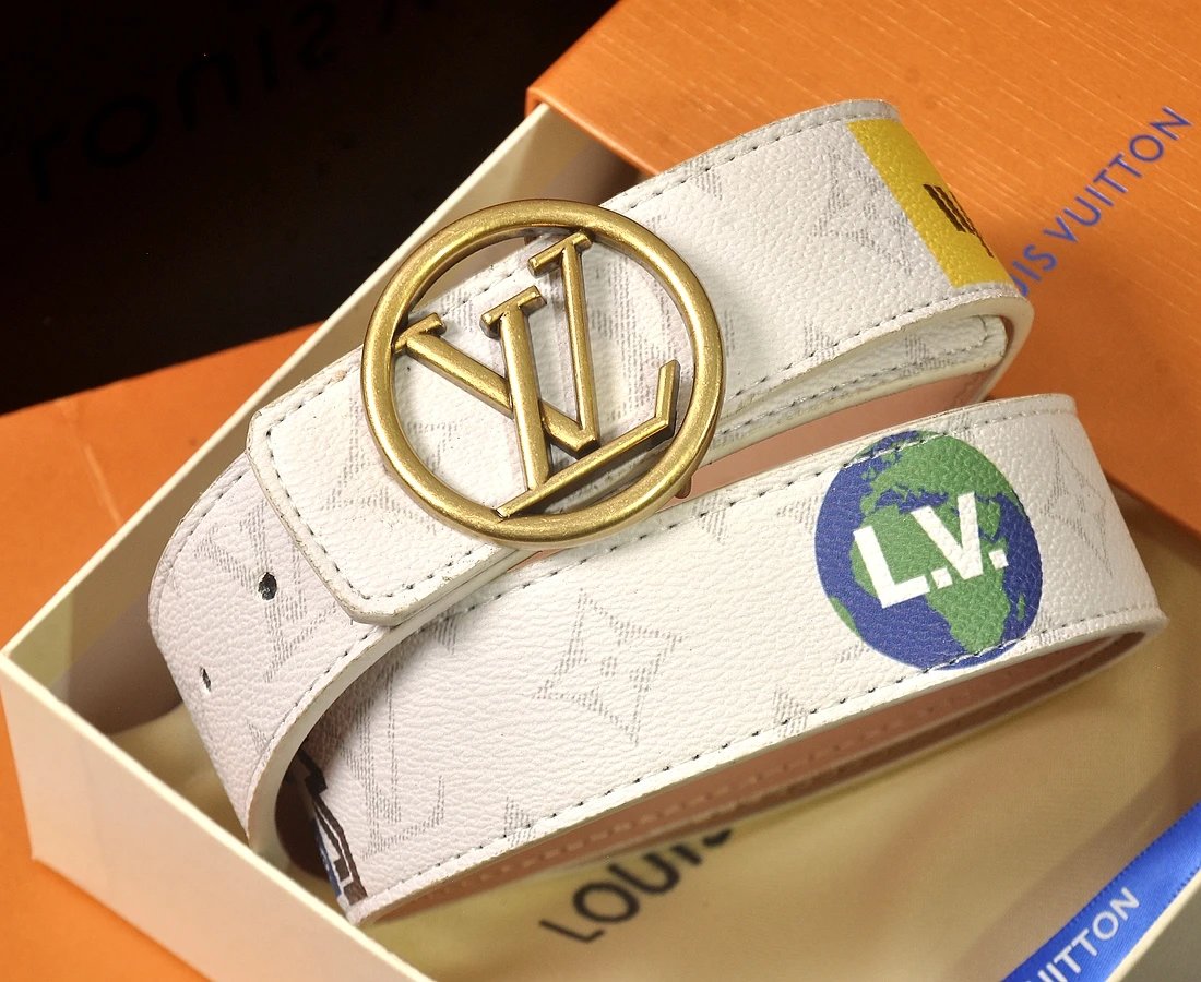 Louis Vuitton LV Initiales Damier Ebene Belt Gold Buckle