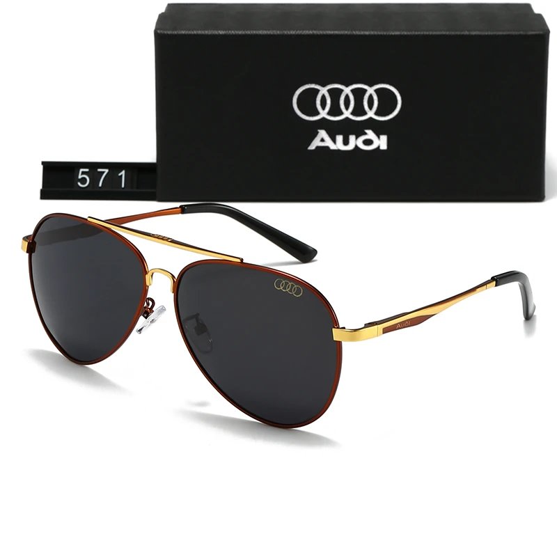 Design Audi Aviator-Style Sunglasses Black Silver Sunglasses - 5
