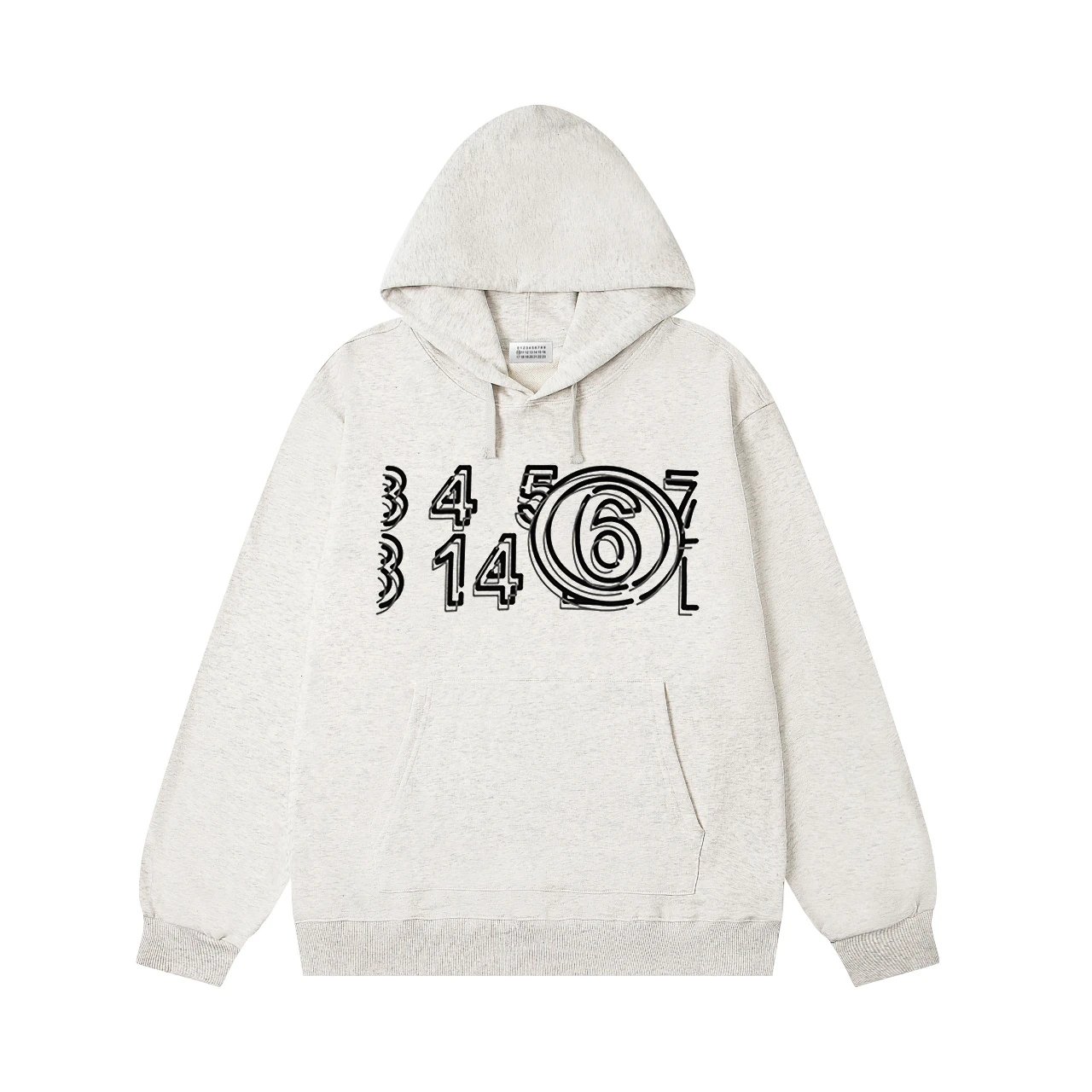 MM6 Maison Margiela Distorted Numbers Logo Hoodie Cream