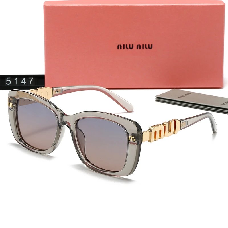 Miu Miu 5147 Square Sunglasses Clear Grey Frame Pink Gradient Lens
