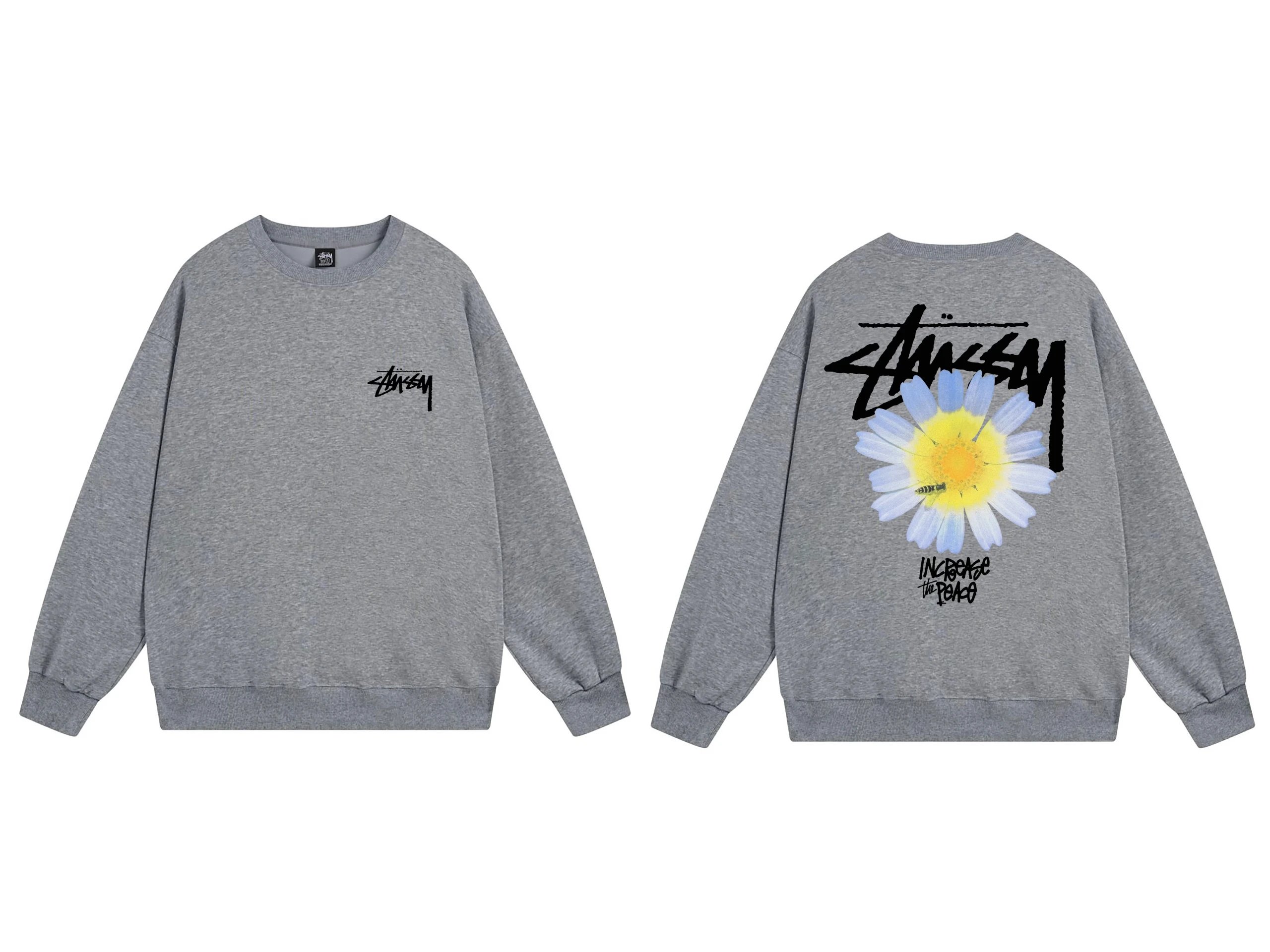 Stussy Daisy Graphic Crewneck Sweatshirt Grey