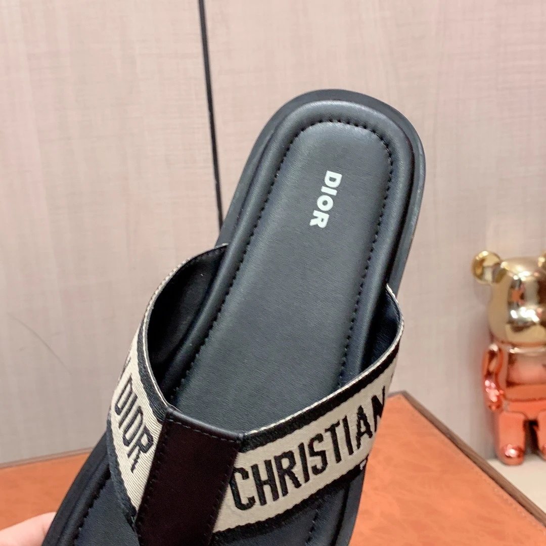 Dior Oblique Print Slide Sandals Black Red Multicolor Slippers - 6