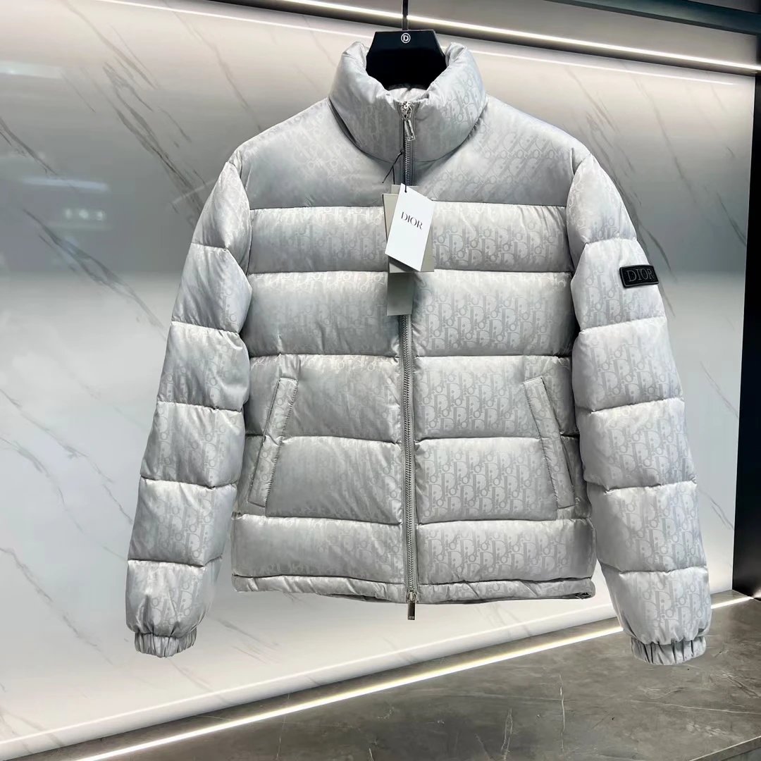 Dior Oblique Puffer Down Jacket Silver Gray