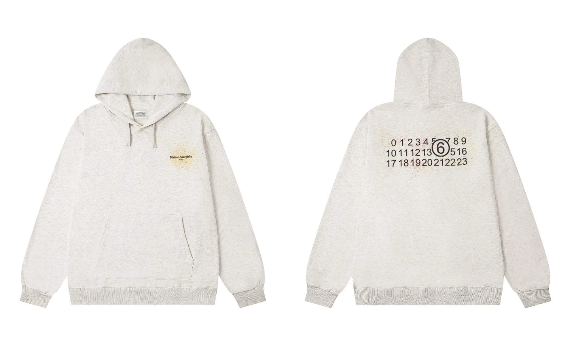Maison Margiela Paint Splatter Back Print Hoodie Cream