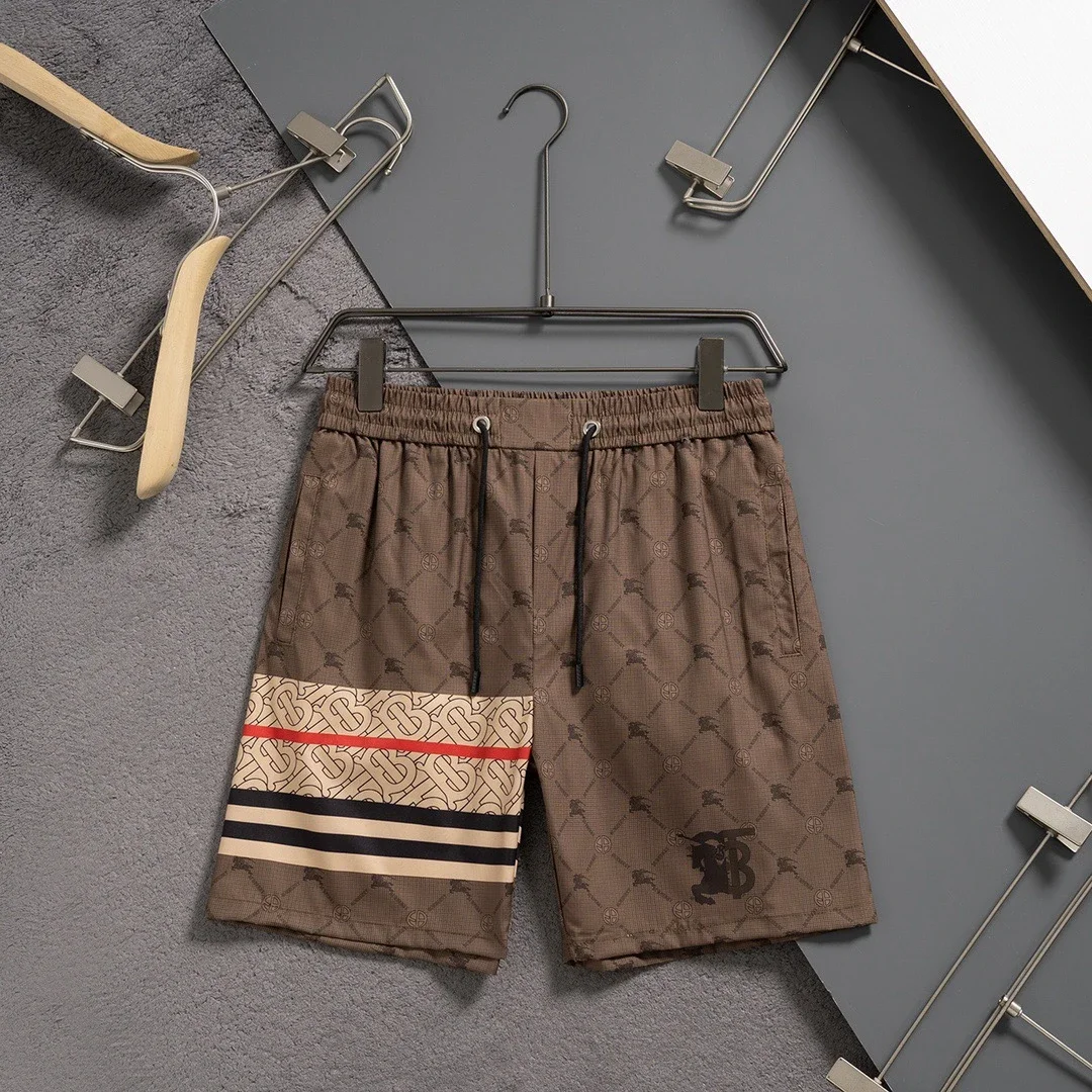 Burberry New TB Monogram Print Casual Shorts with Color-Block Webbing