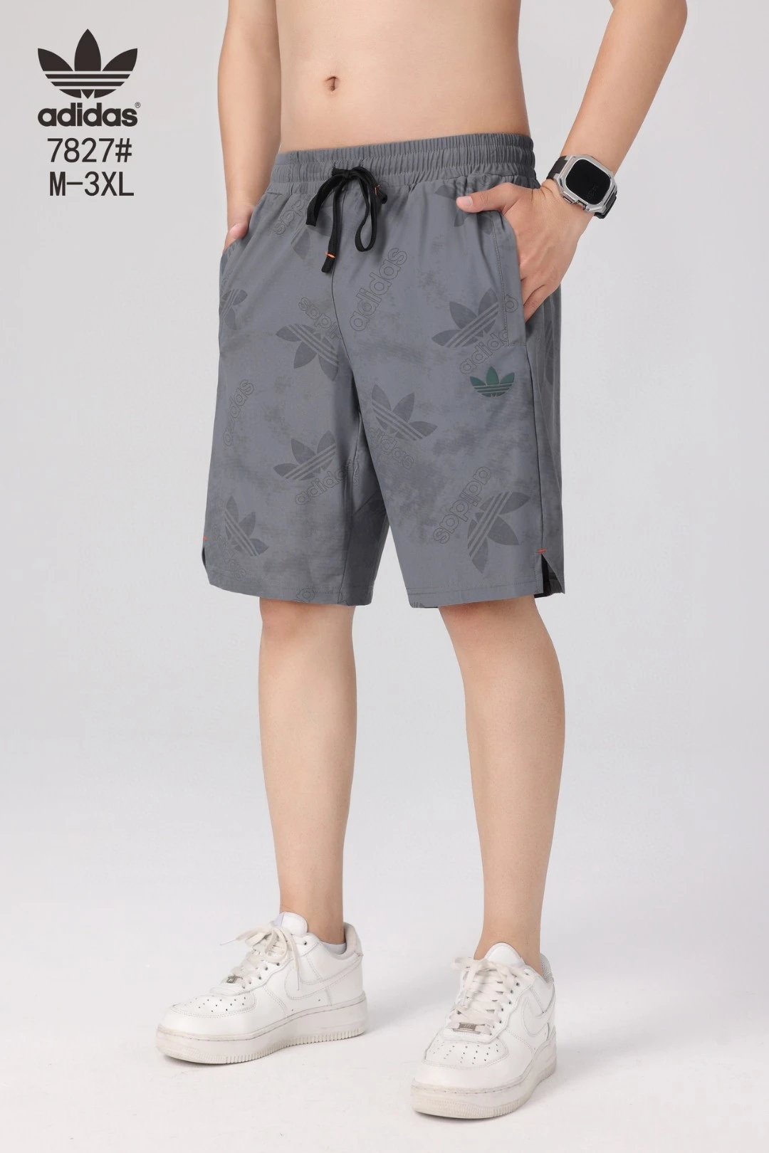 Adidas Originals Trefoil All-Over Print Shorts Grey