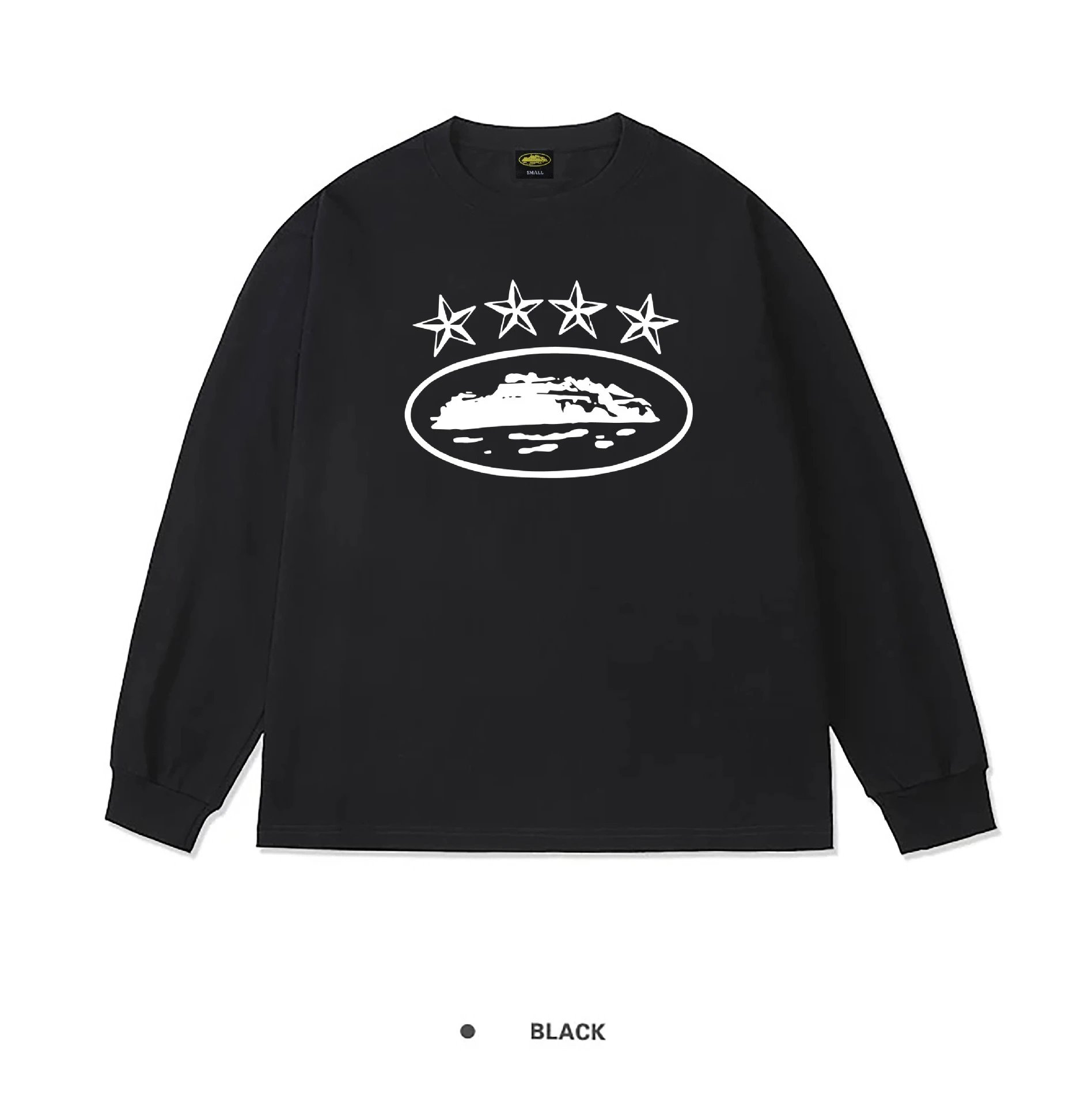 Corteiz 4-Star Alcatraz Long Sleeve Tee Black White