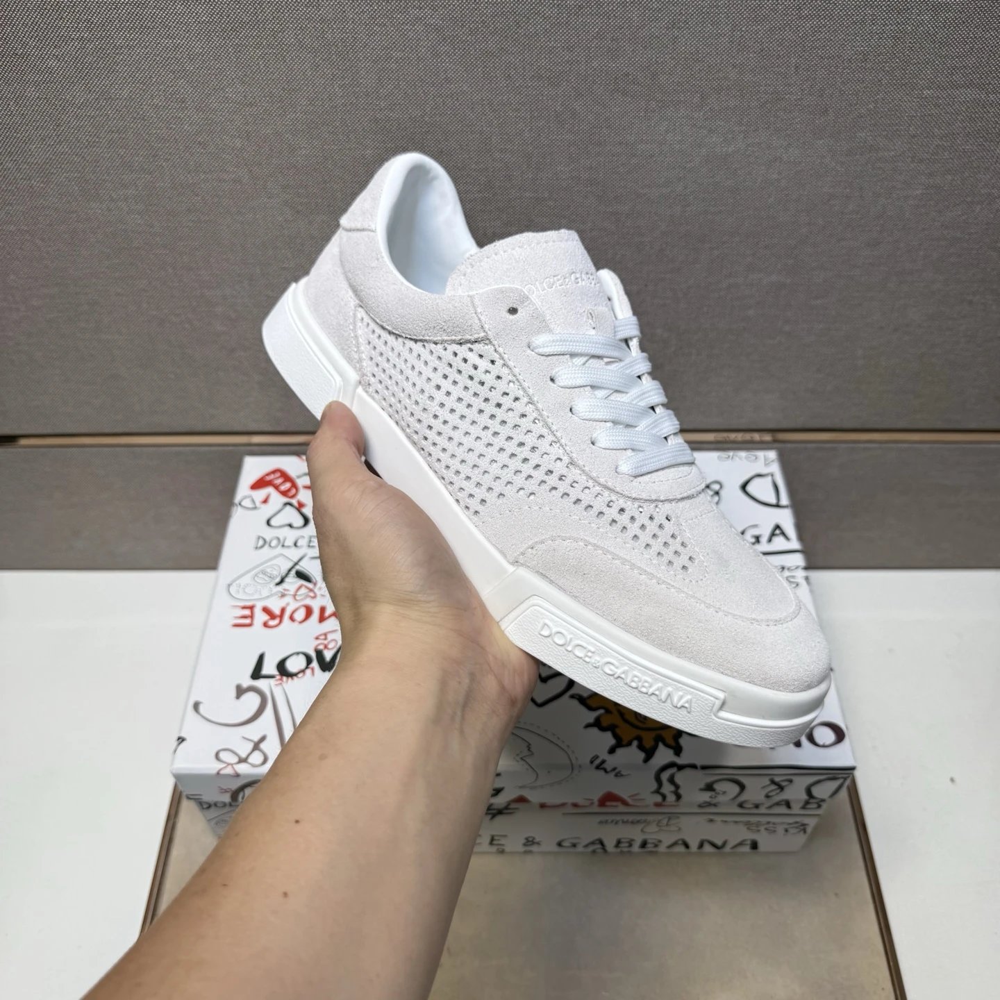 Dolce Gabbana New Roma Suede Sneaker White