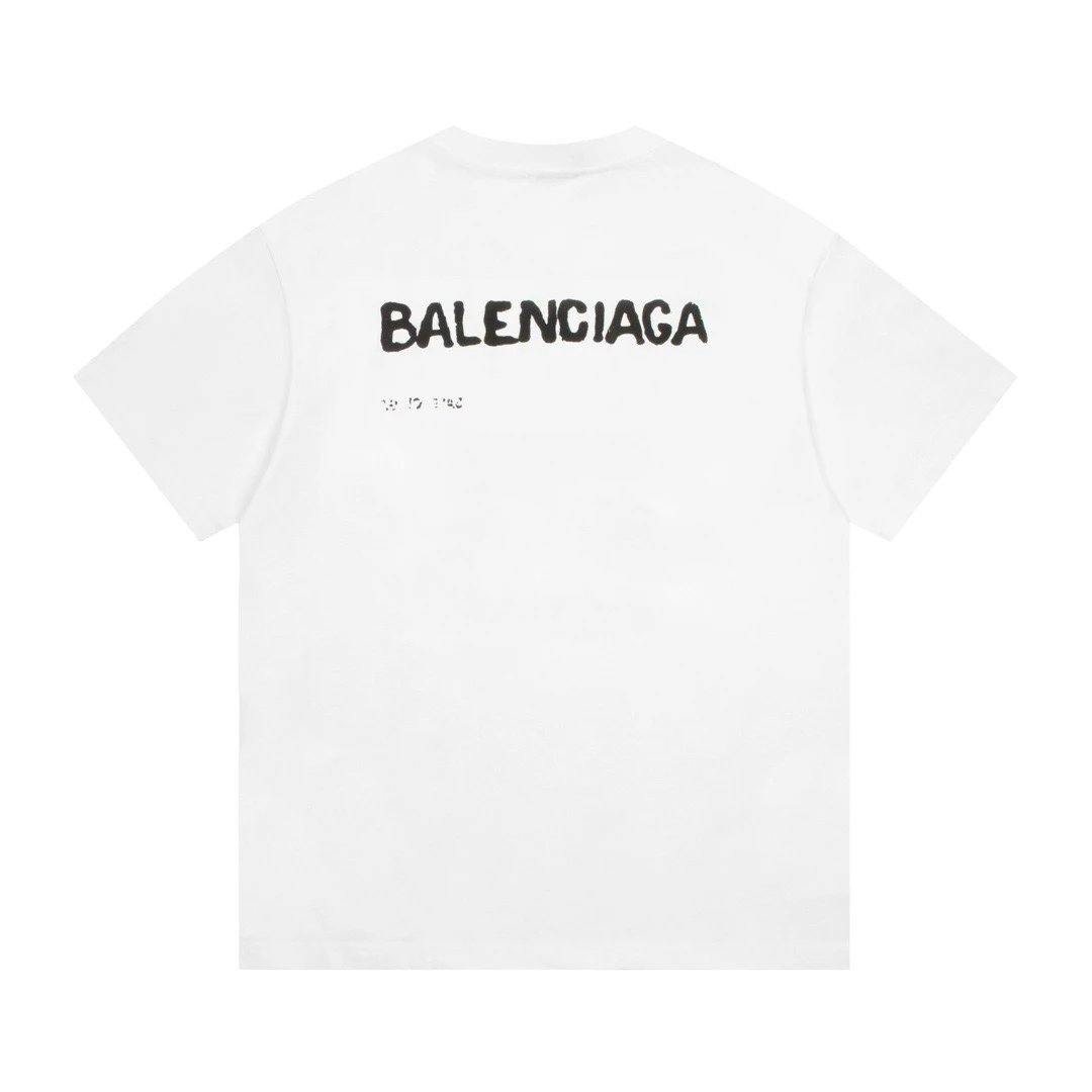 Balenciaga Handpaint Back Logo Tee White
