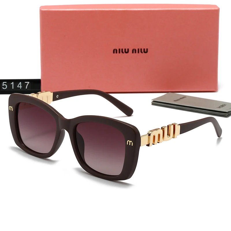 Miu Miu 5147 Square Sunglasses Dark Brown Frame Brown Gradient Lens