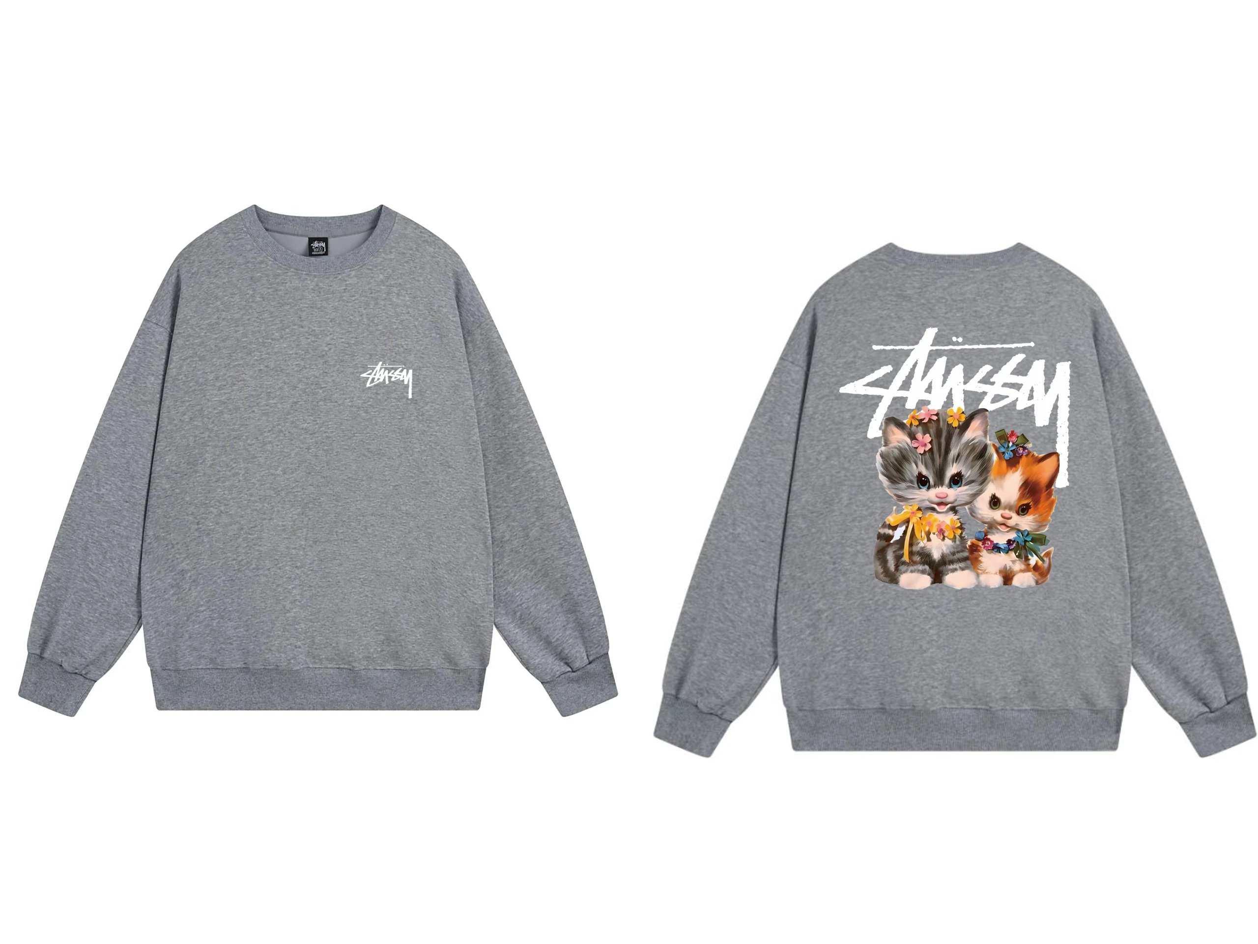 Stussy Sweatshirt Cats Graphic Grey