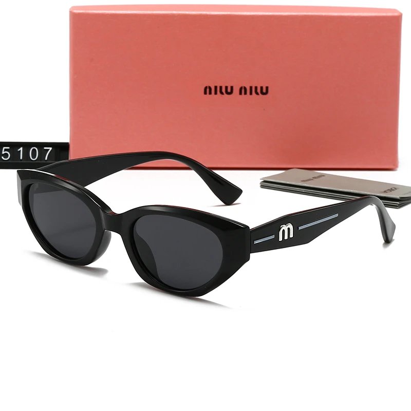 Miu Miu 5107 Cat Eye Sunglasses Black Frame Grey Lens