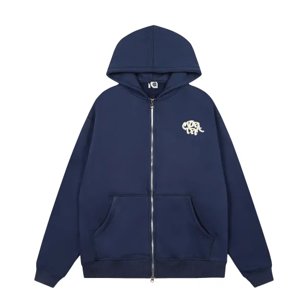 Design Zip-Up Hoodie Navy with Embroidered Logo - 5