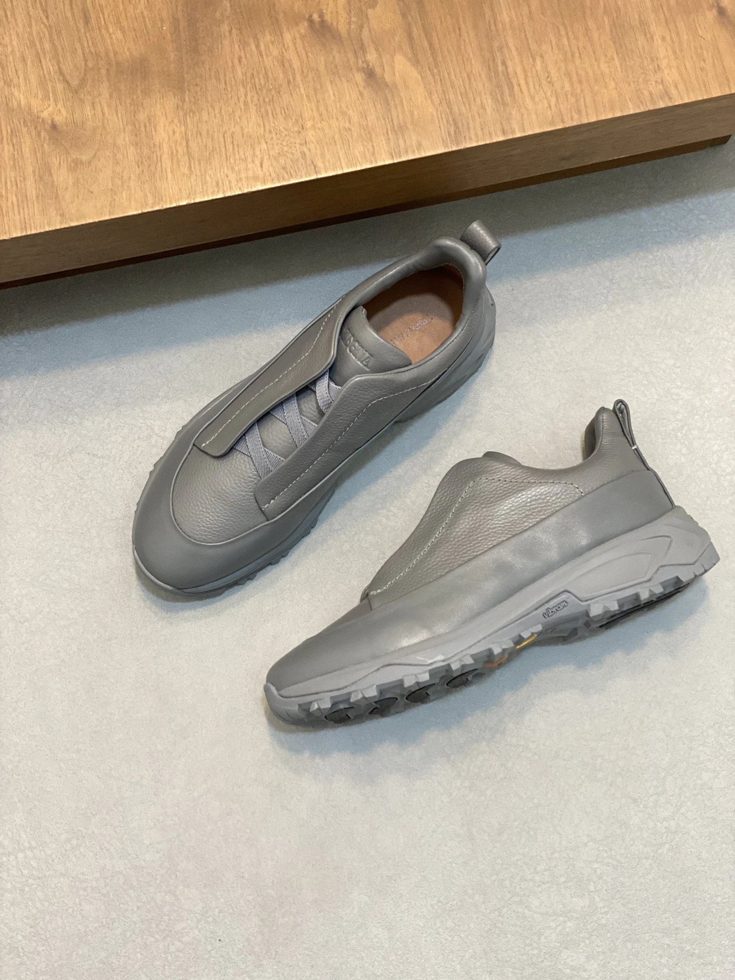 Zegna Wildiron Leather Sneaker Grey