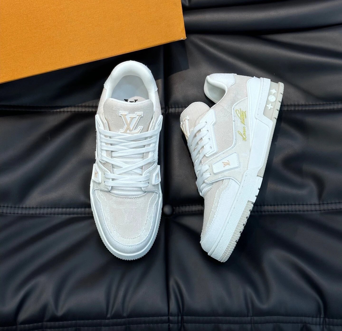 Louis Vuitton Trainer Leather White Gold