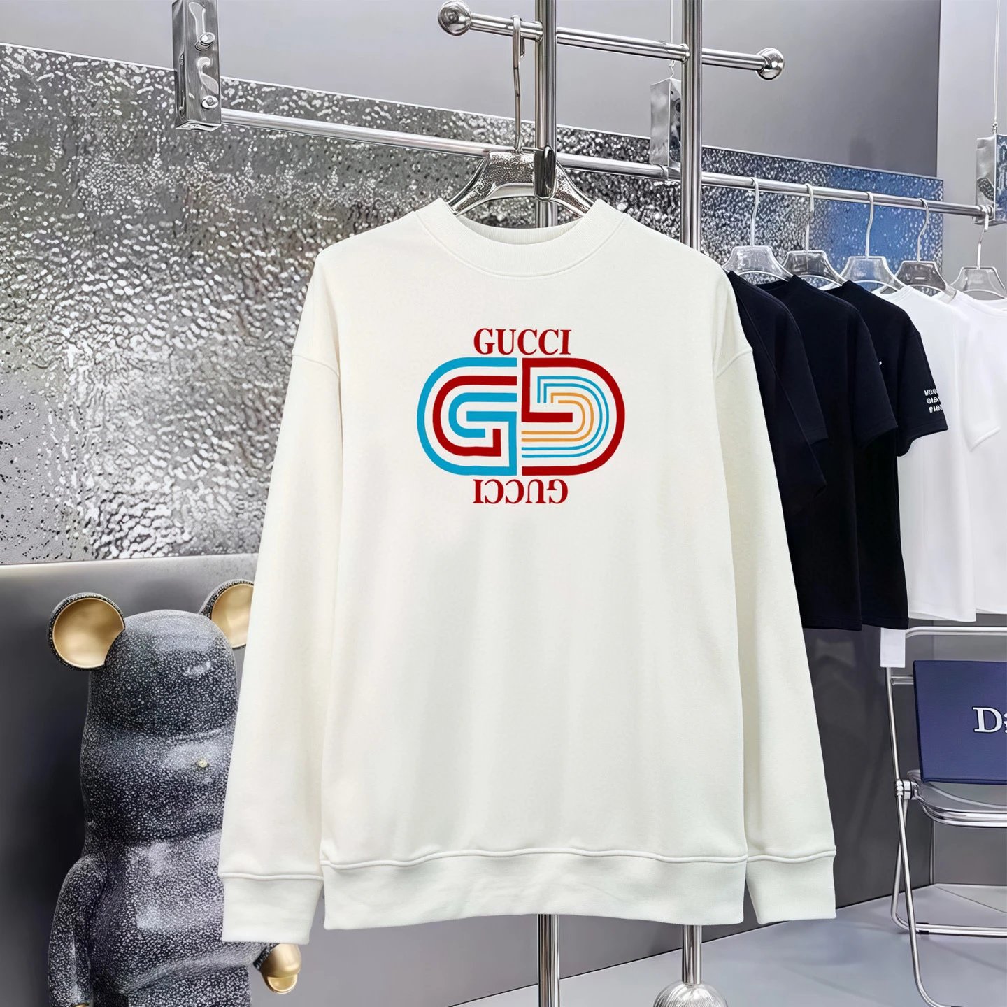 Balenciaga x Gucci Dripping Logo Off-White Hoodie - 5