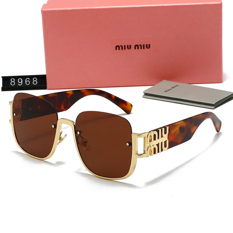 Miu Miu 8968 Rimless Square Sunglasses Tortoise Frame Brown Lens