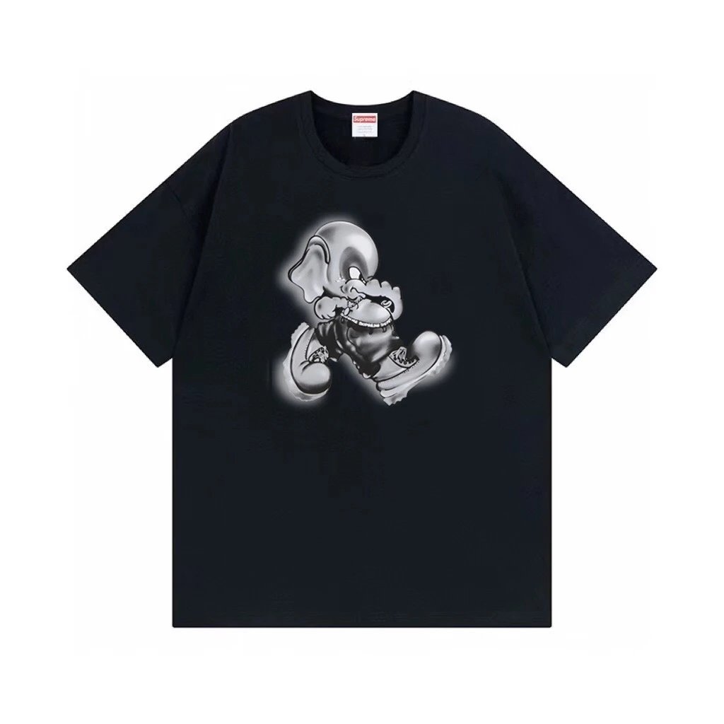 Supreme Running Cartoon Character Graphic Tee Black