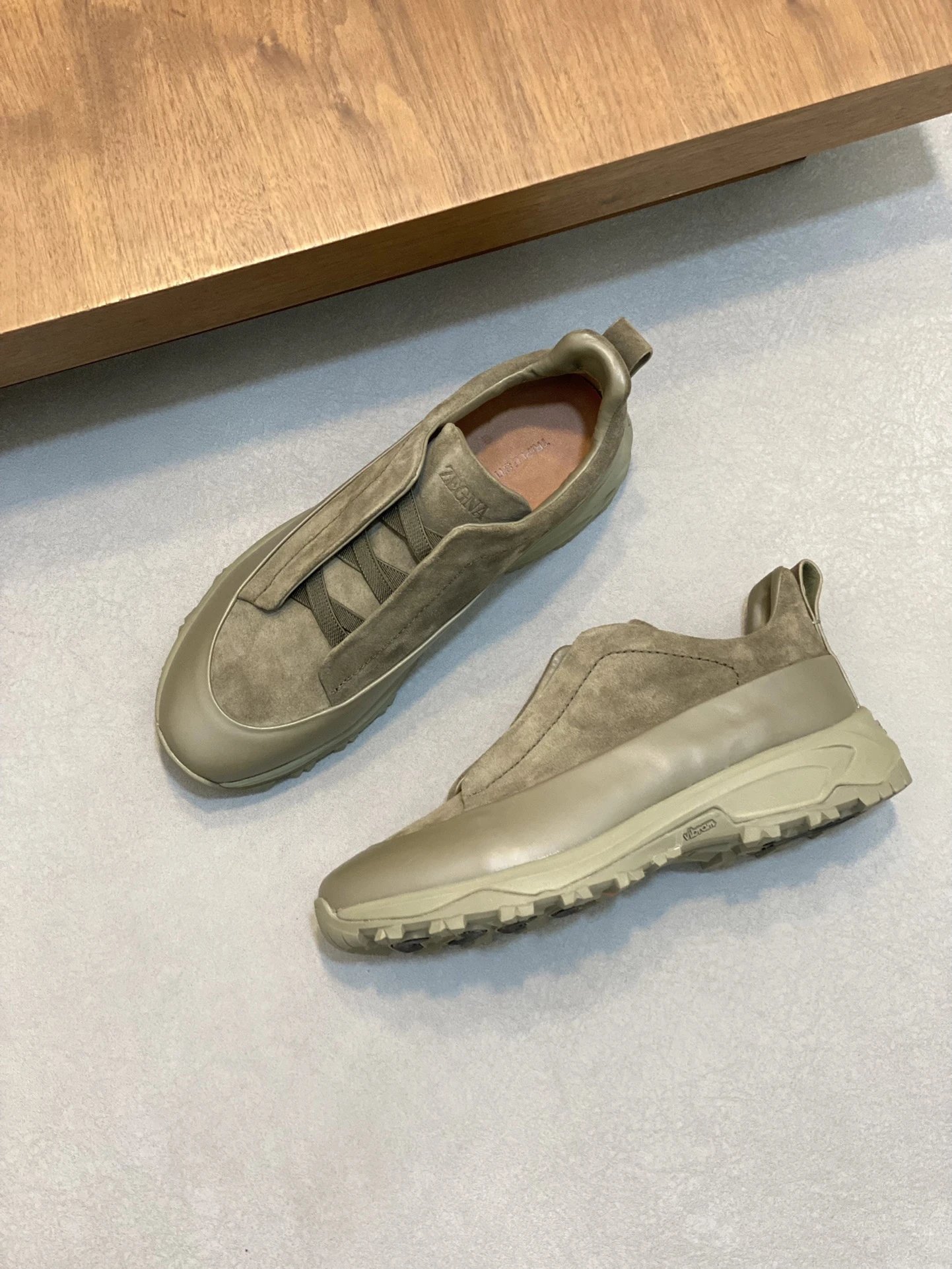 Zegna Wildiron Suede Sneaker Olive Khaki
