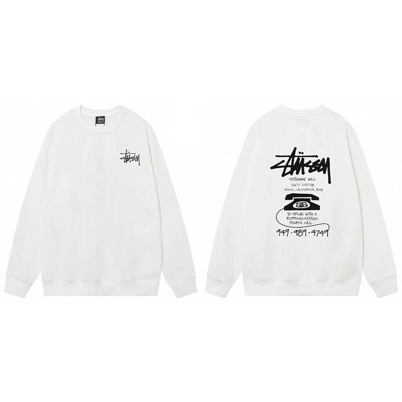 Stussy INC Phone Graphic Crewneck White