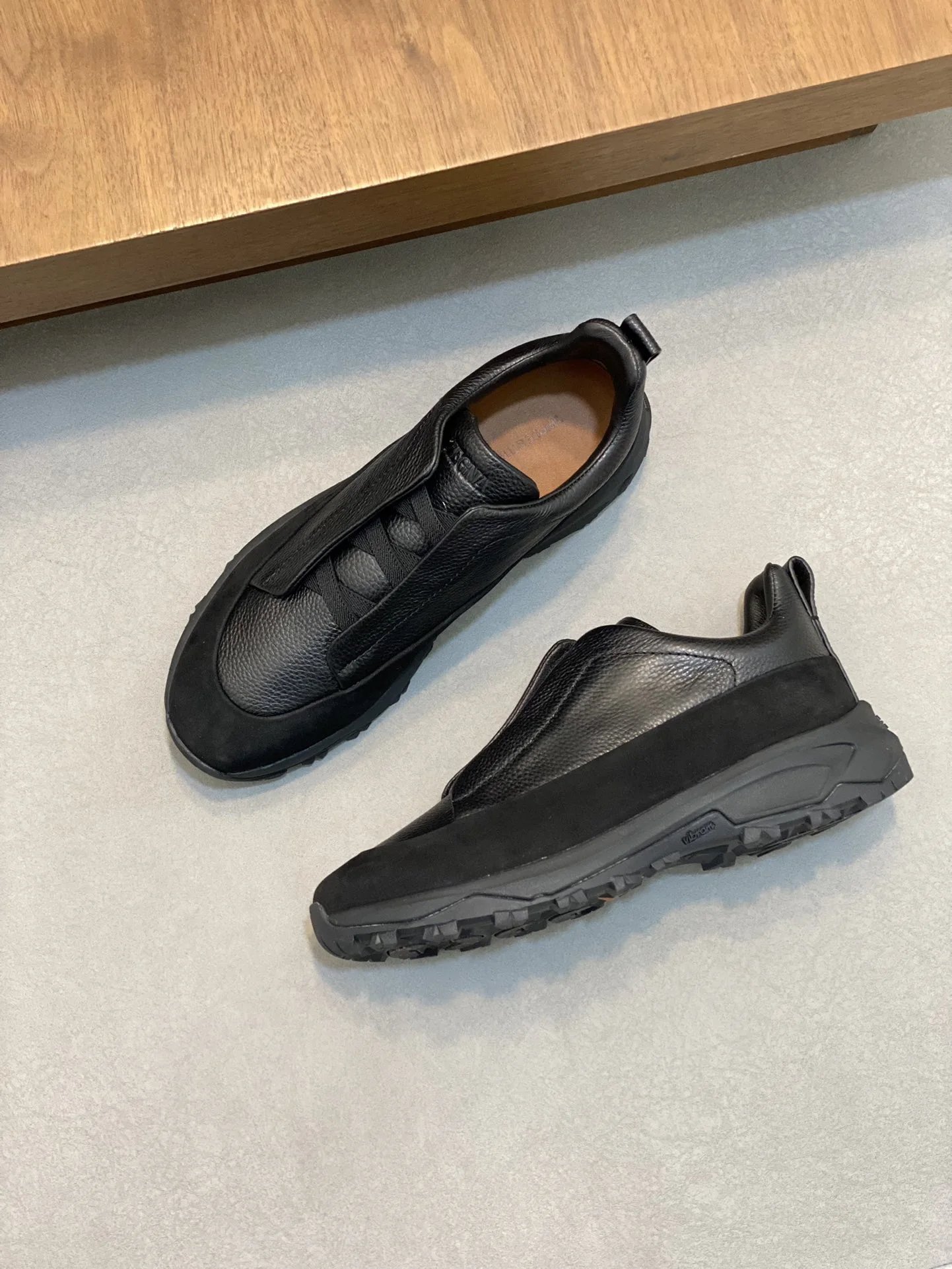 Zegna Wildiron Leather Sneaker Triple Black