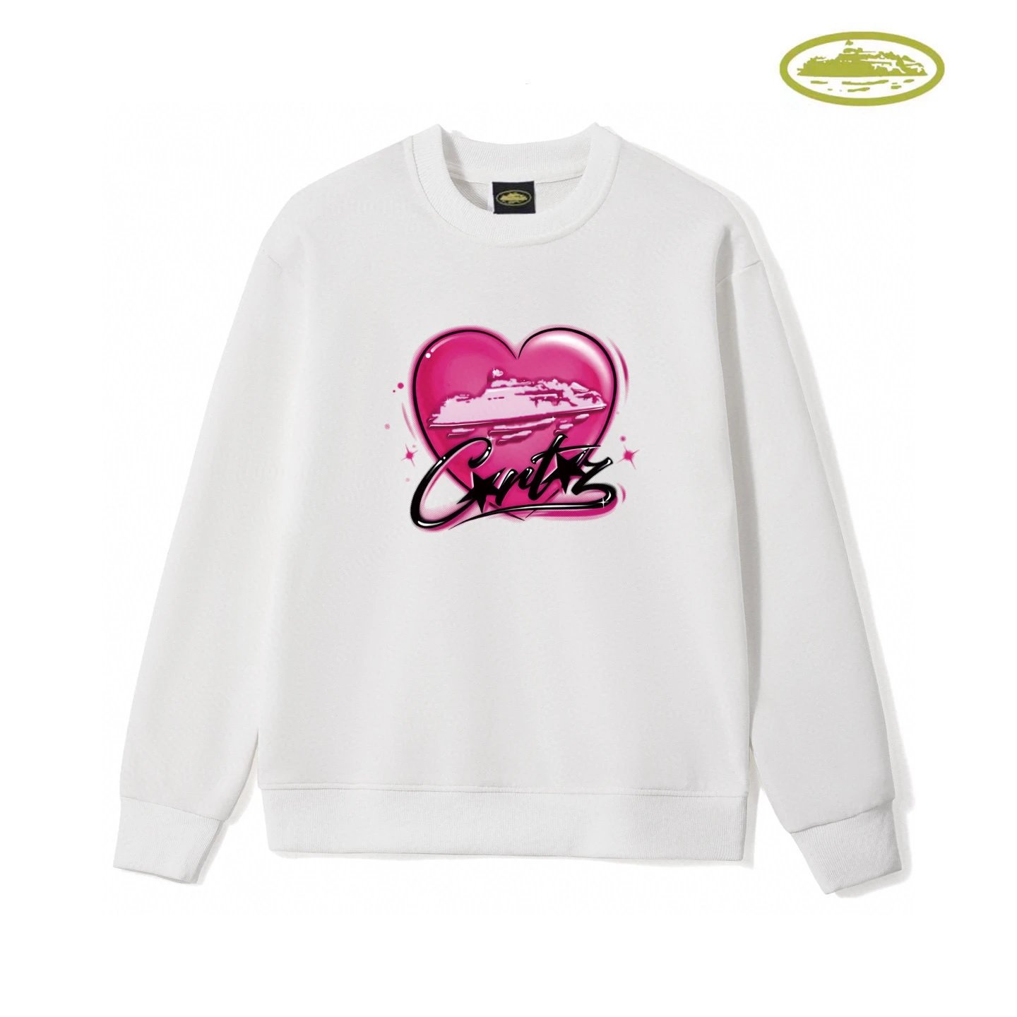 Design Grid Print Crewneck Sweatshirt White Hoodie - 7