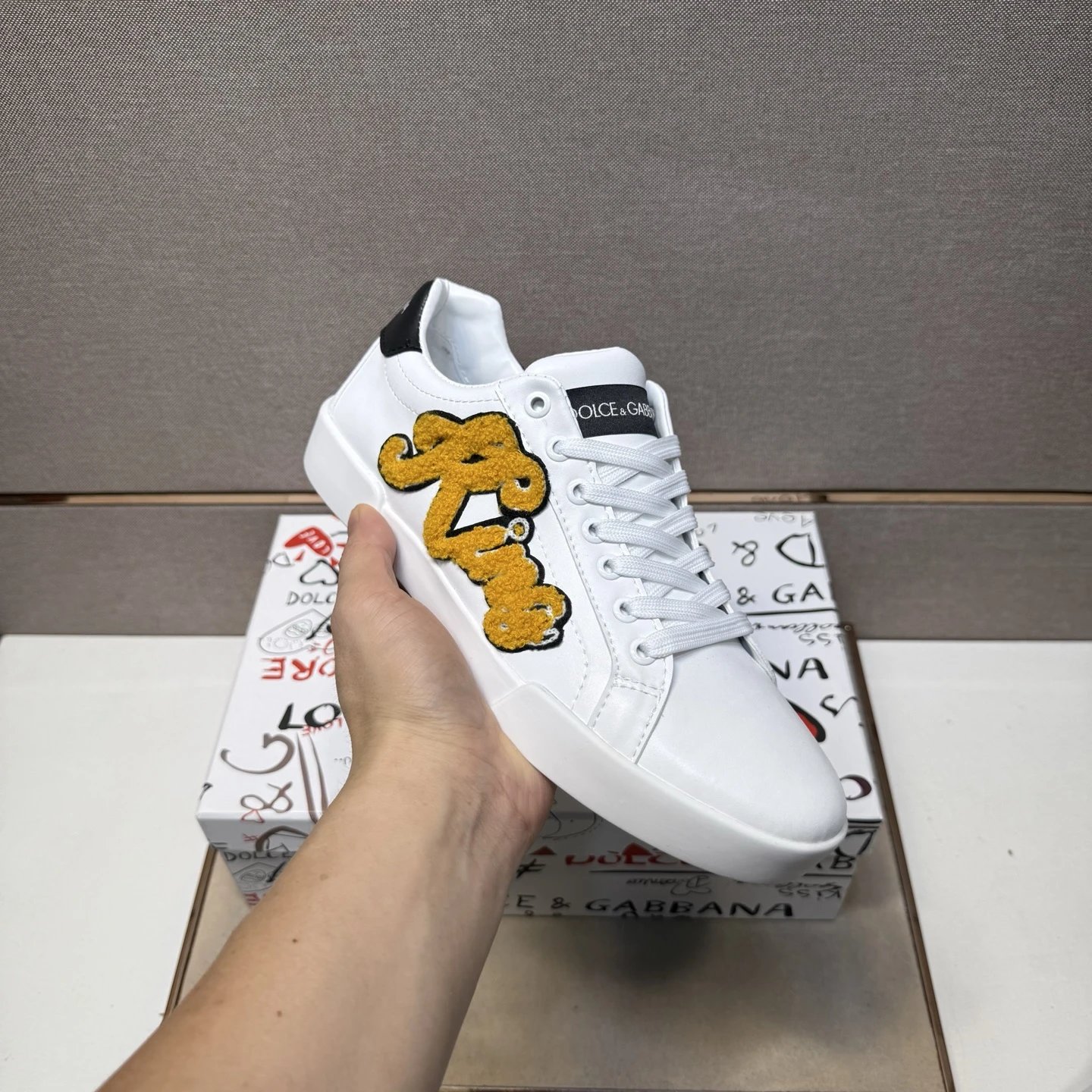 Dolce Gabbana Portofino Low Top White Gold