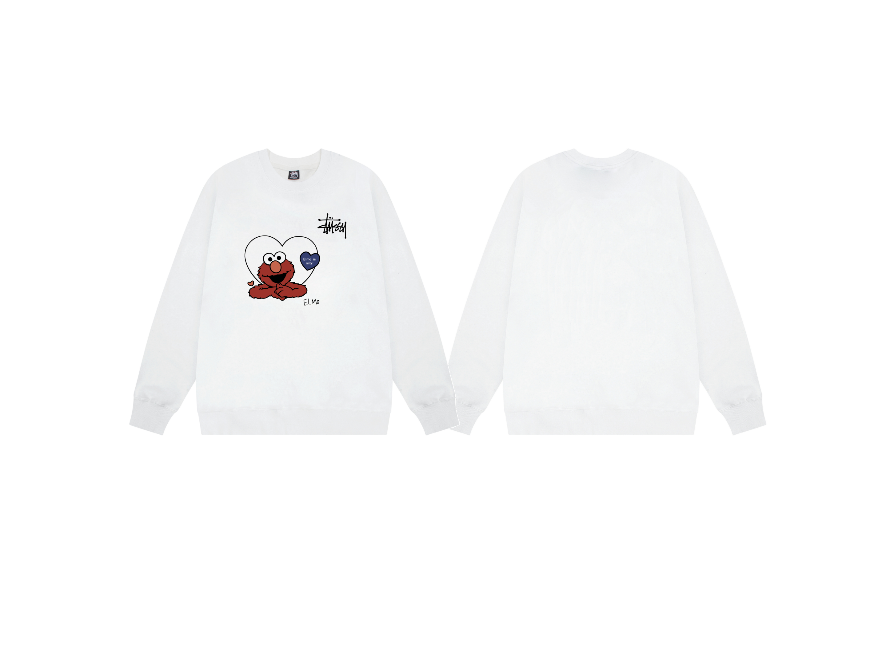 Stussy Elmo Heart Crewneck Sweatshirt White