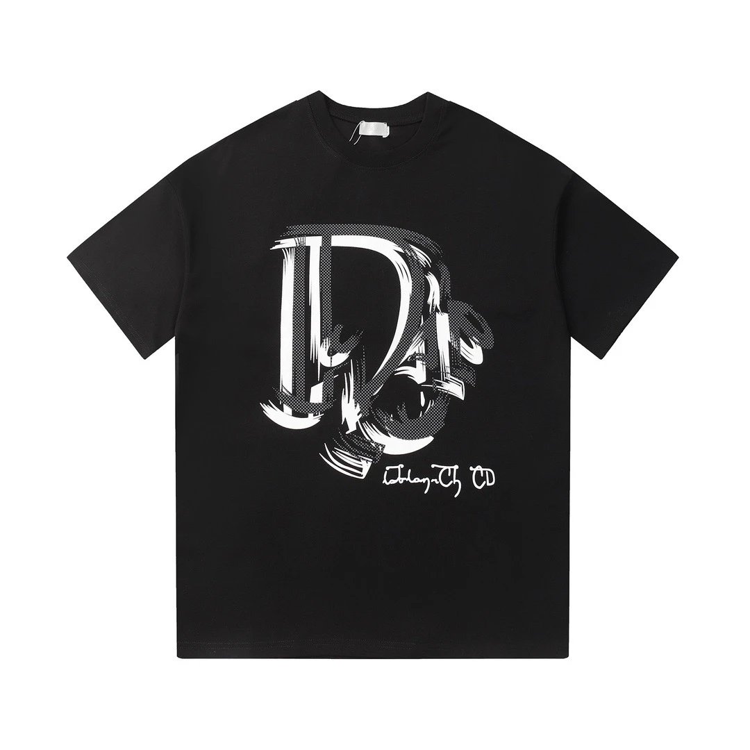 Dior CD Brushstroke Graphic Tee Black