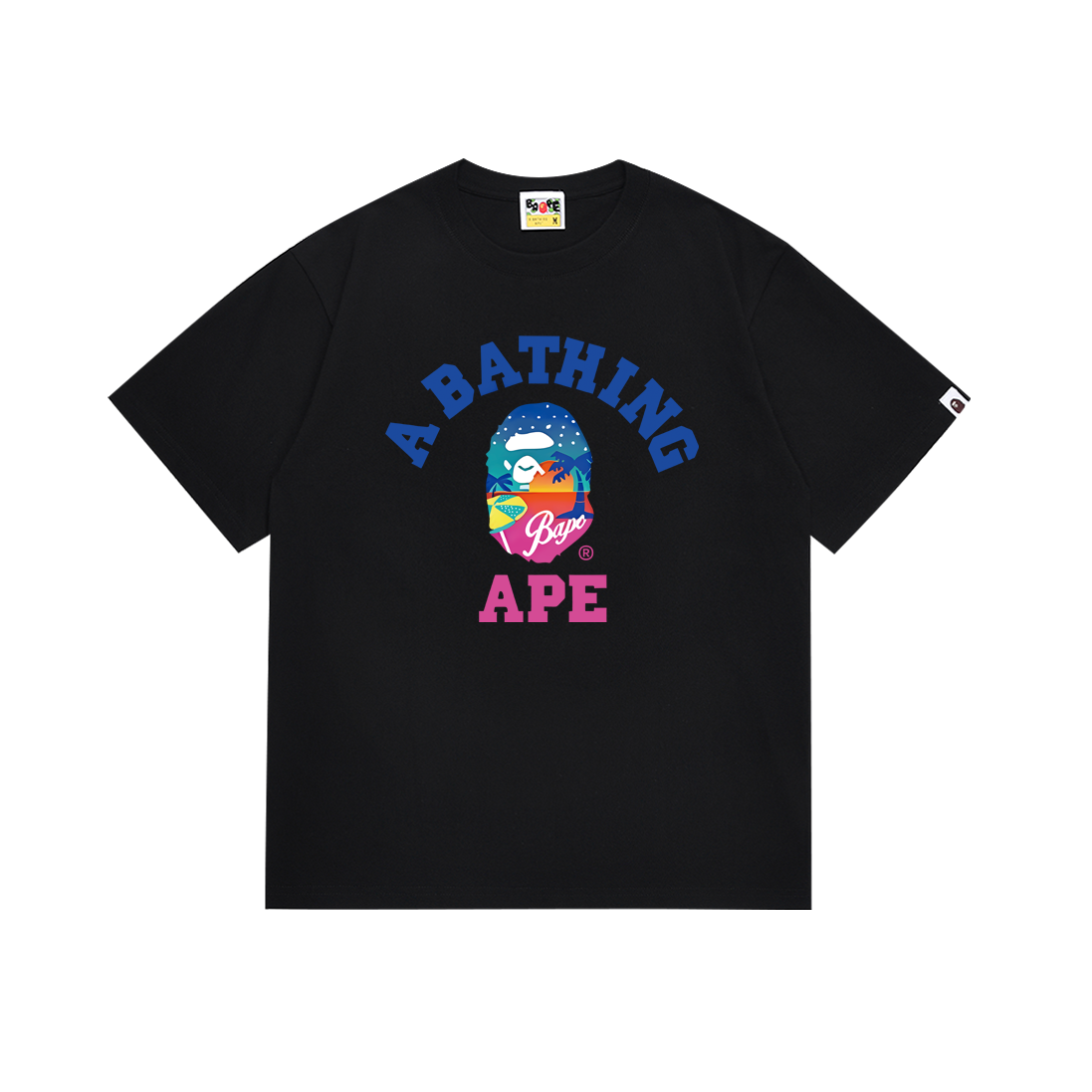 BAPE A Bathing Ape College Tee Black Multicolor
