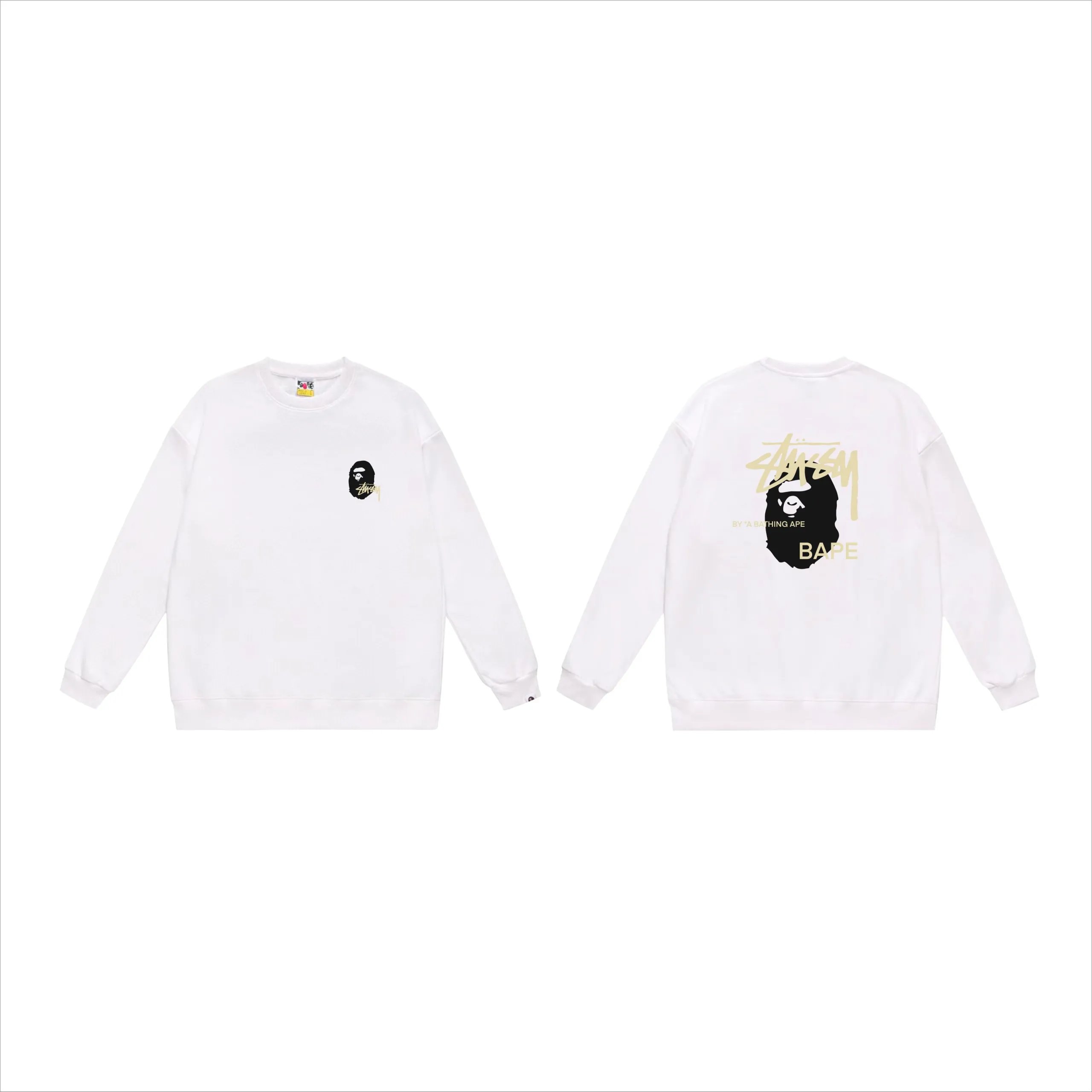 Stussy x BAPE Collab Crewneck Sweatshirt Grey Pink
