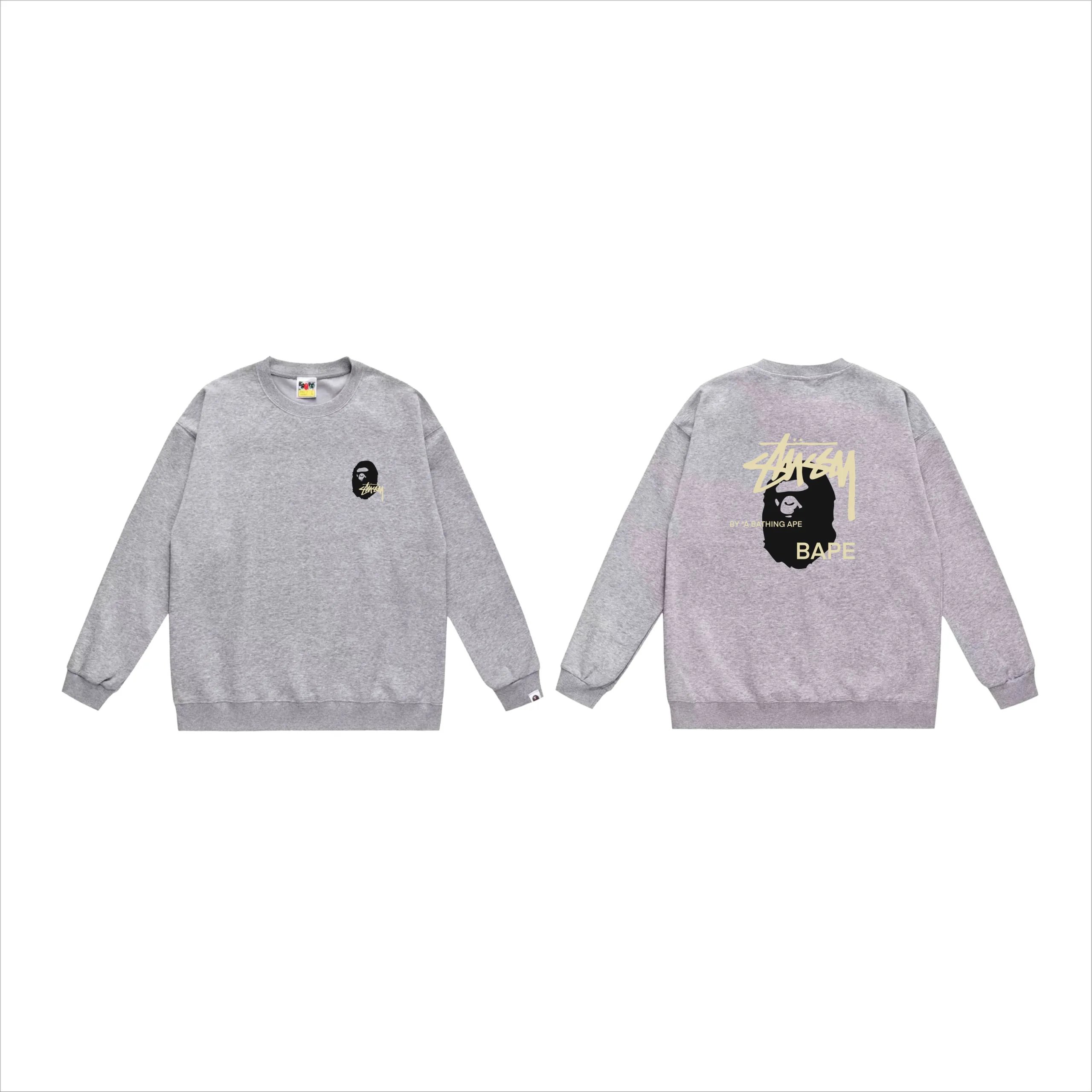 Stussy x BAPE Collab Crewneck Sweatshirt White Gold