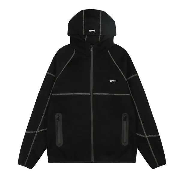 Design 6PM Technical Fleece Hooded Jacket Black Outerwear - 4