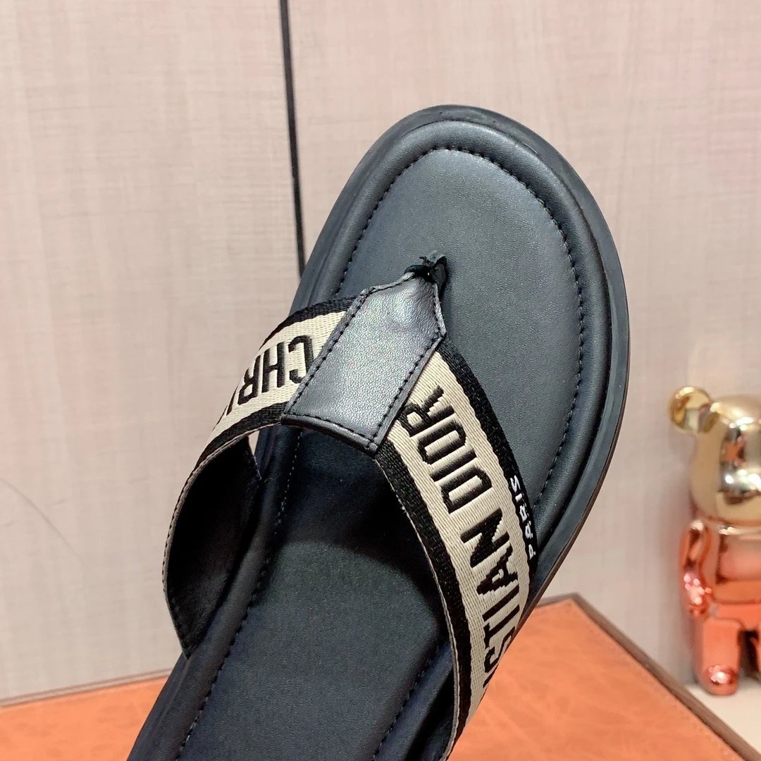 Dior Oblique Print Slide Sandals Black Red Multicolor Slippers - 5