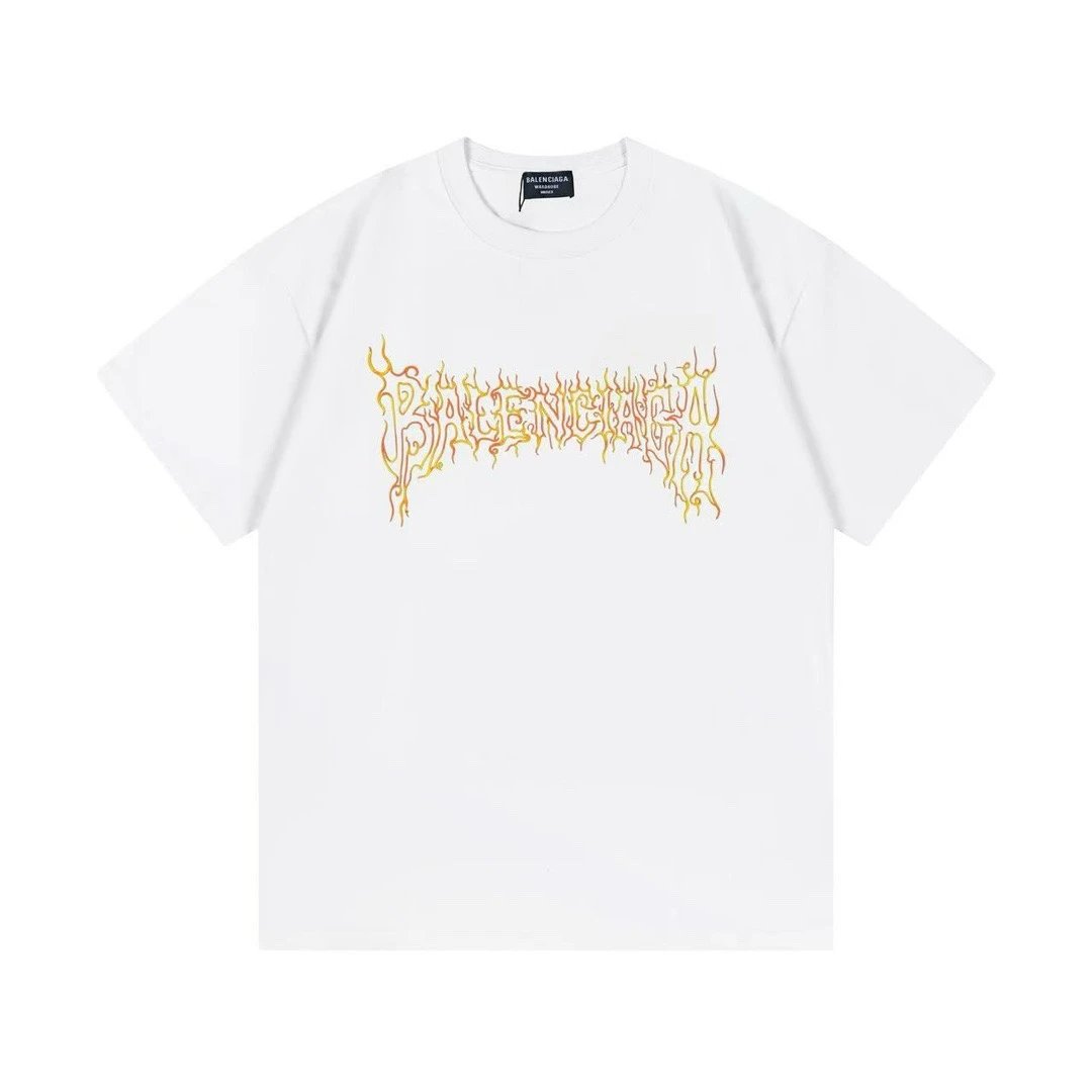 Balenciaga Flame Gothic Logo Tee White