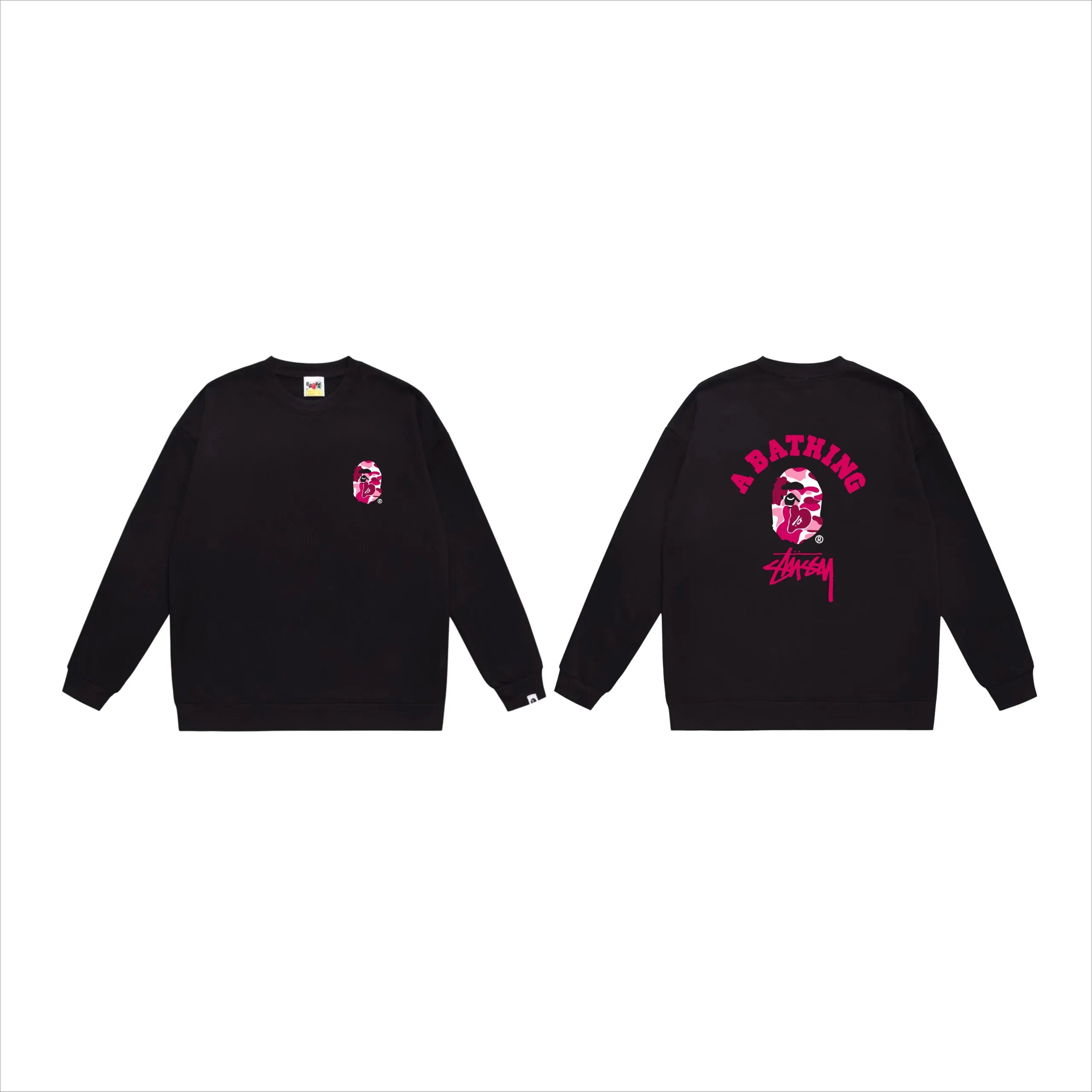 Stussy Crewneck Sweatshirt Black Pink
