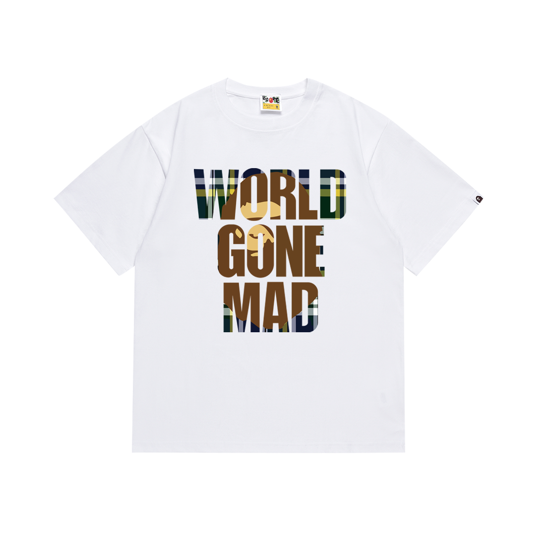 BAPE World Gone Mad Tee White Yellow Camo