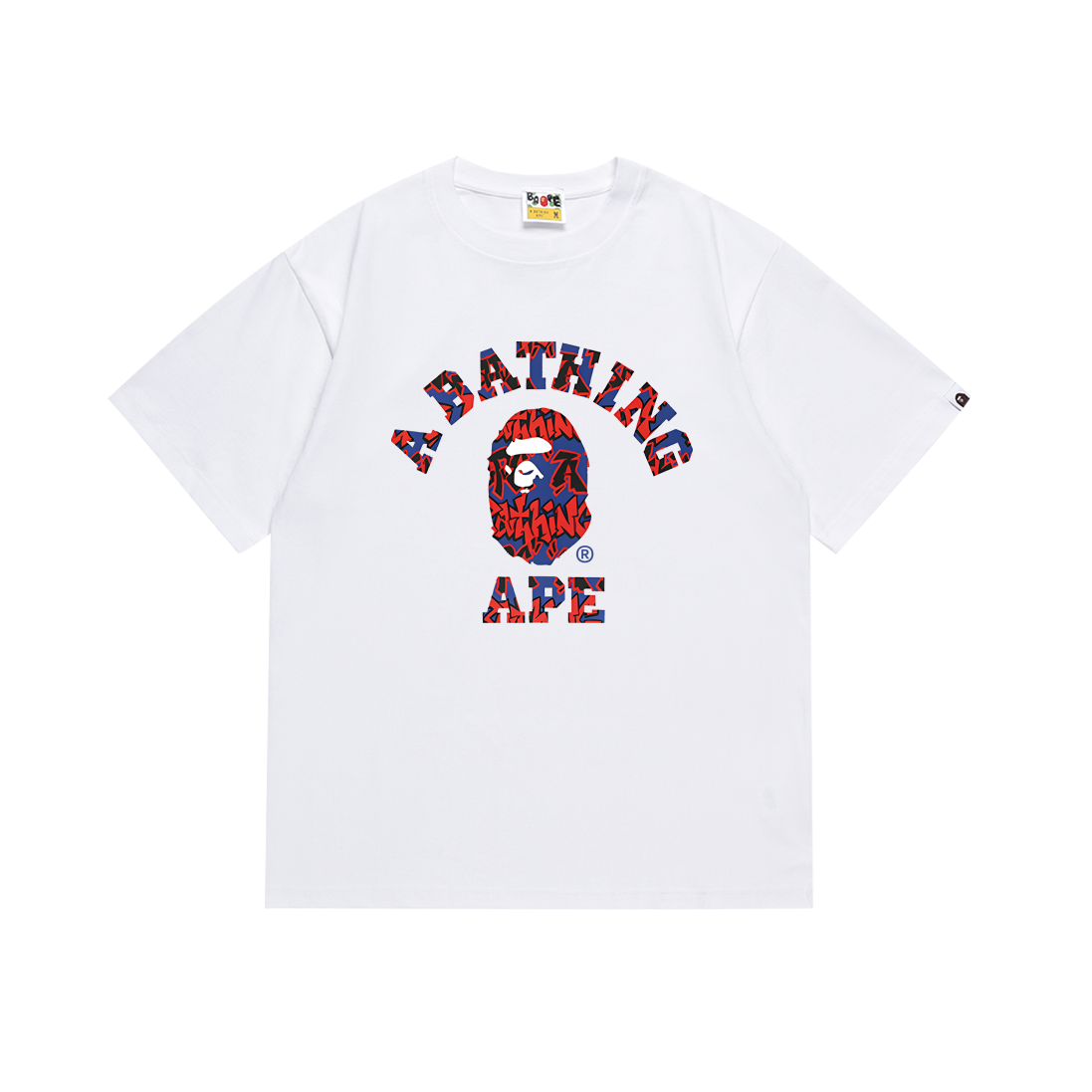 BAPE A Bathing Ape College Tee White Red Blue